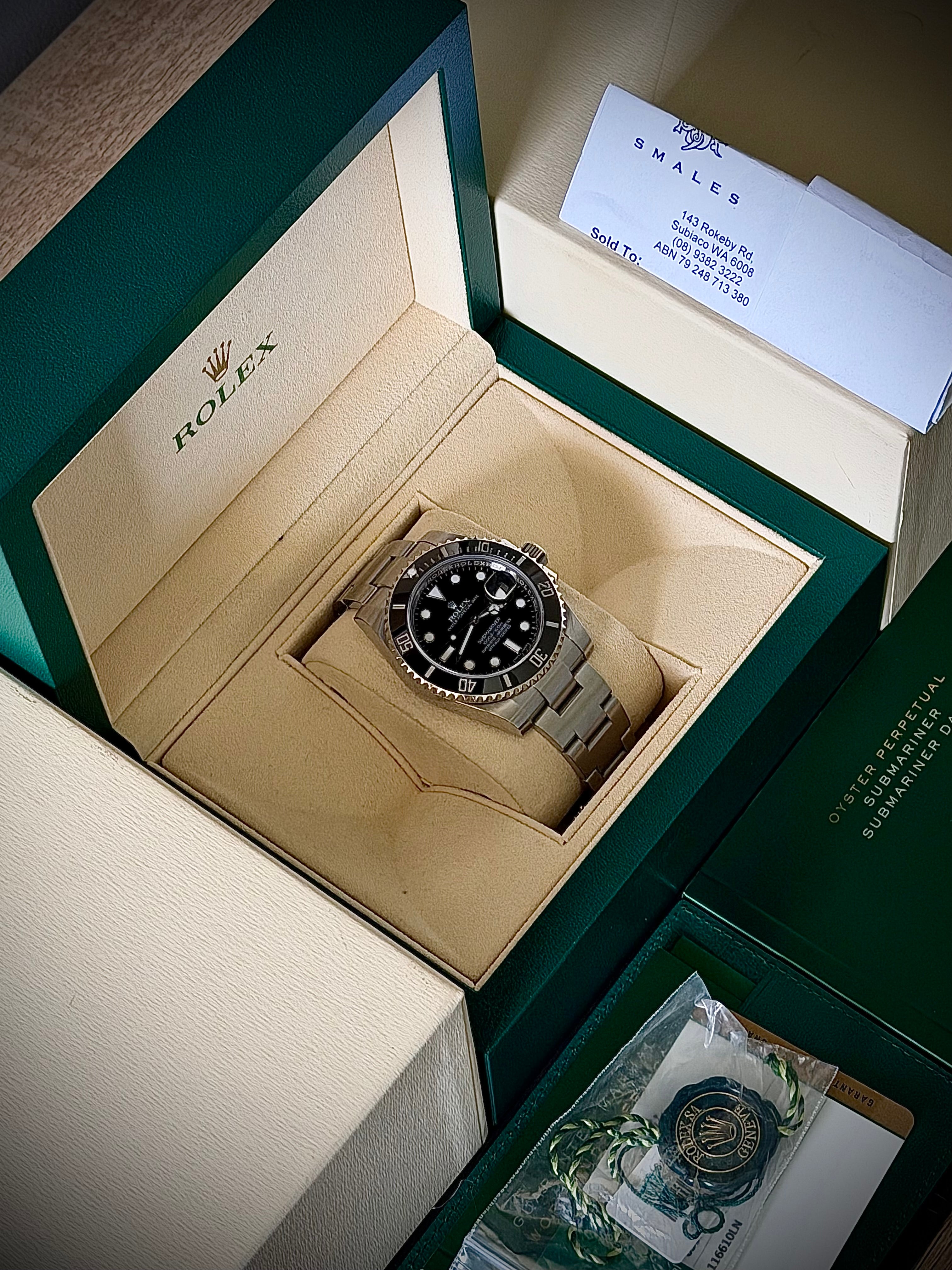 2016 ROLEX SUBMARINER DATE, 116610LN, FULL SET, ORIGINAL AD INVOICE, INC GST