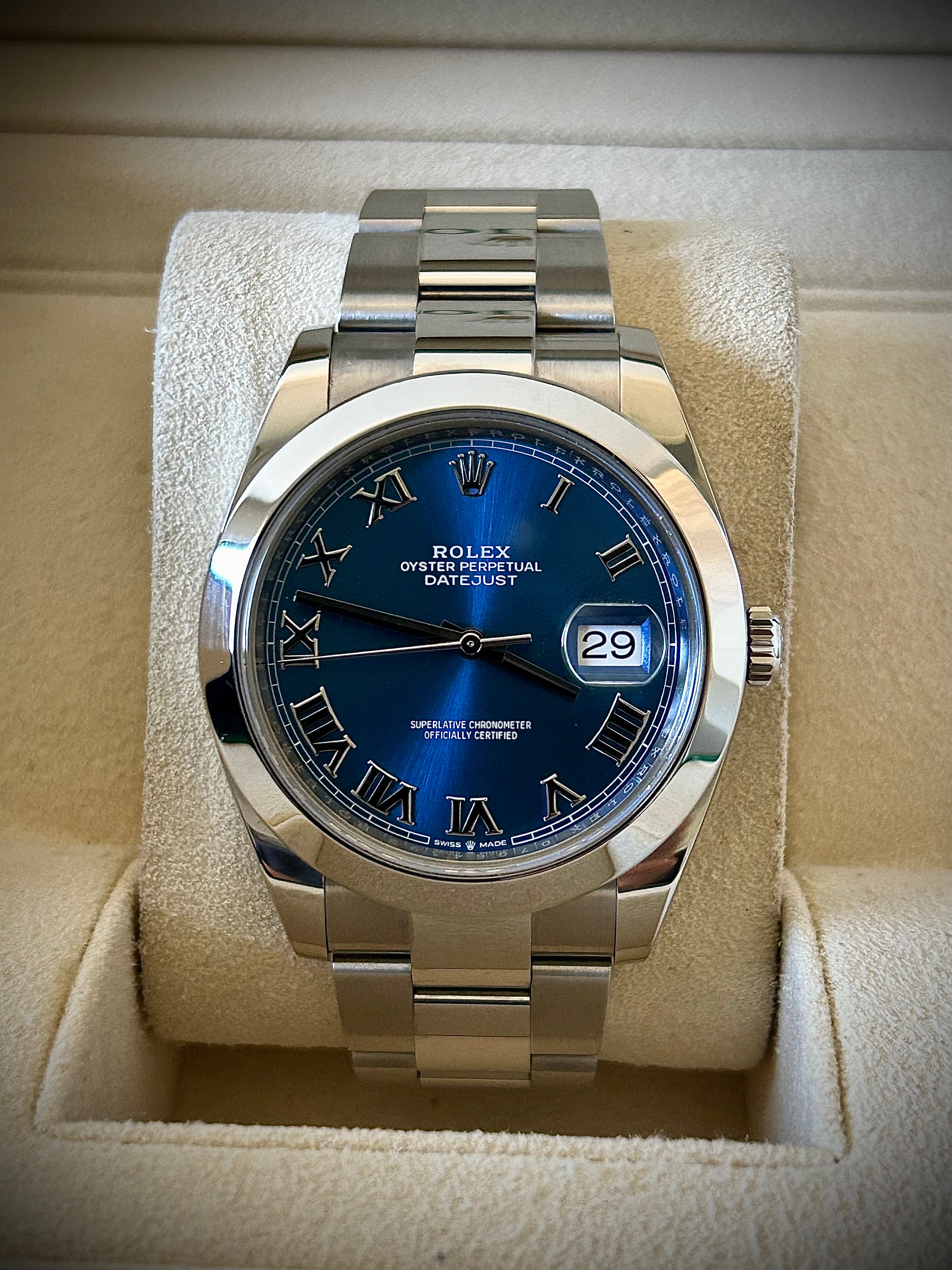 2021 ROLEX DATEJUST 41, 126300, AZZURO, FULL SET, INC GST