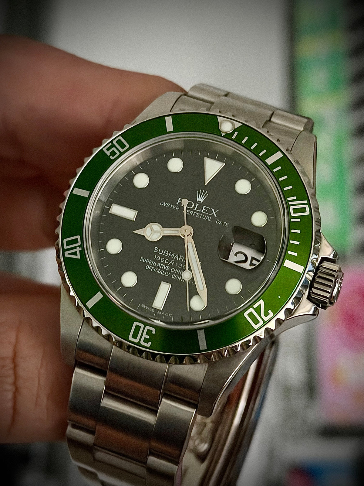 2006 ROLEX SUBMARINER DATE “KERMIT”, 16610LV, FULL SET, EXCELLENT CONDITION, INC GST