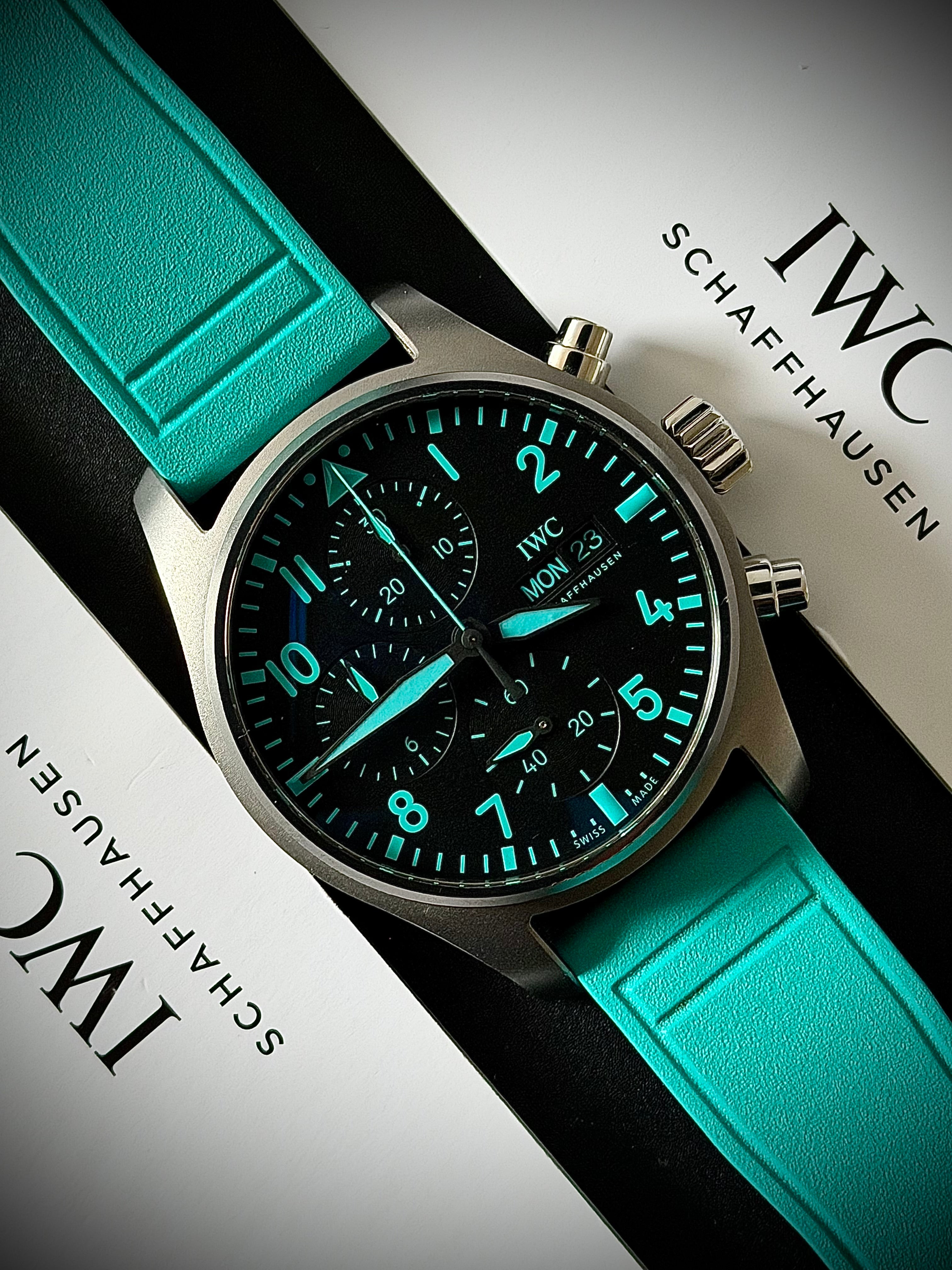 2022 IWC PILOTS WATCH CHRONOGRAPH “MERCEDES-AMG PETRONAS FORMULA ONE TEAM” IW388108, FULL SET, INC GST