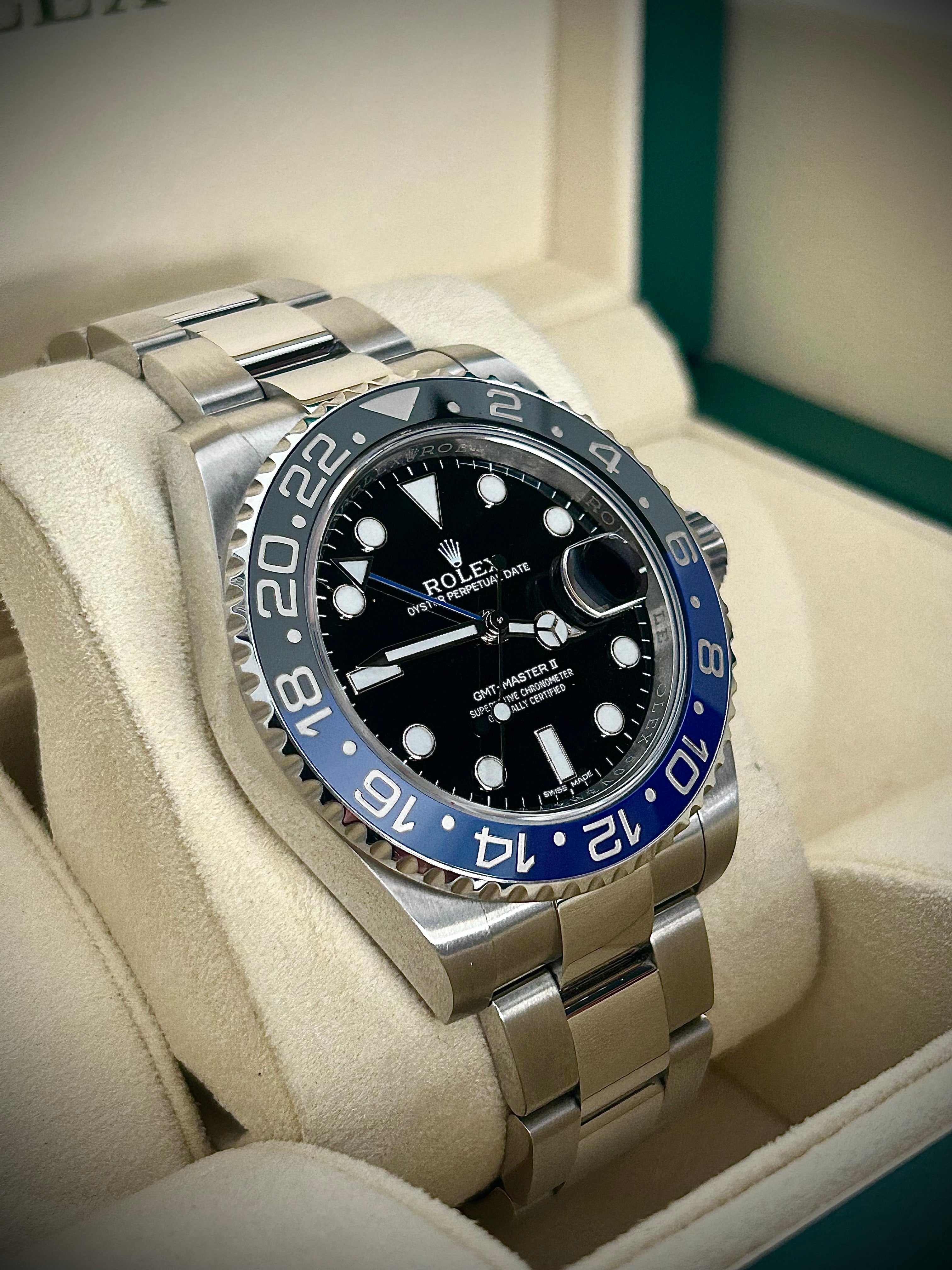 2015 ROLEX GMT MASTER II, BATMAN, 116710BLNR, FULL SET, INC GST