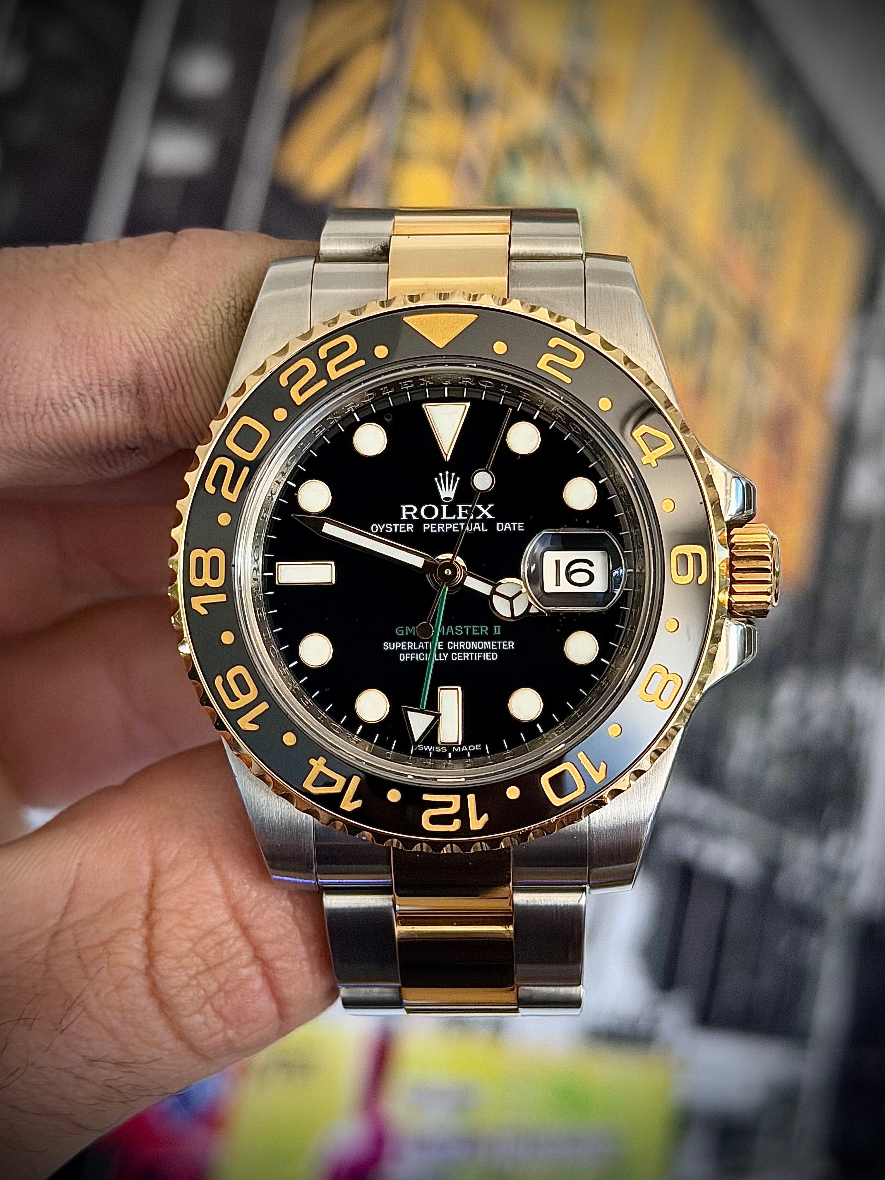 2007 ROLEX GMT MASTER II, 116713LN, FULL SET, INC GST