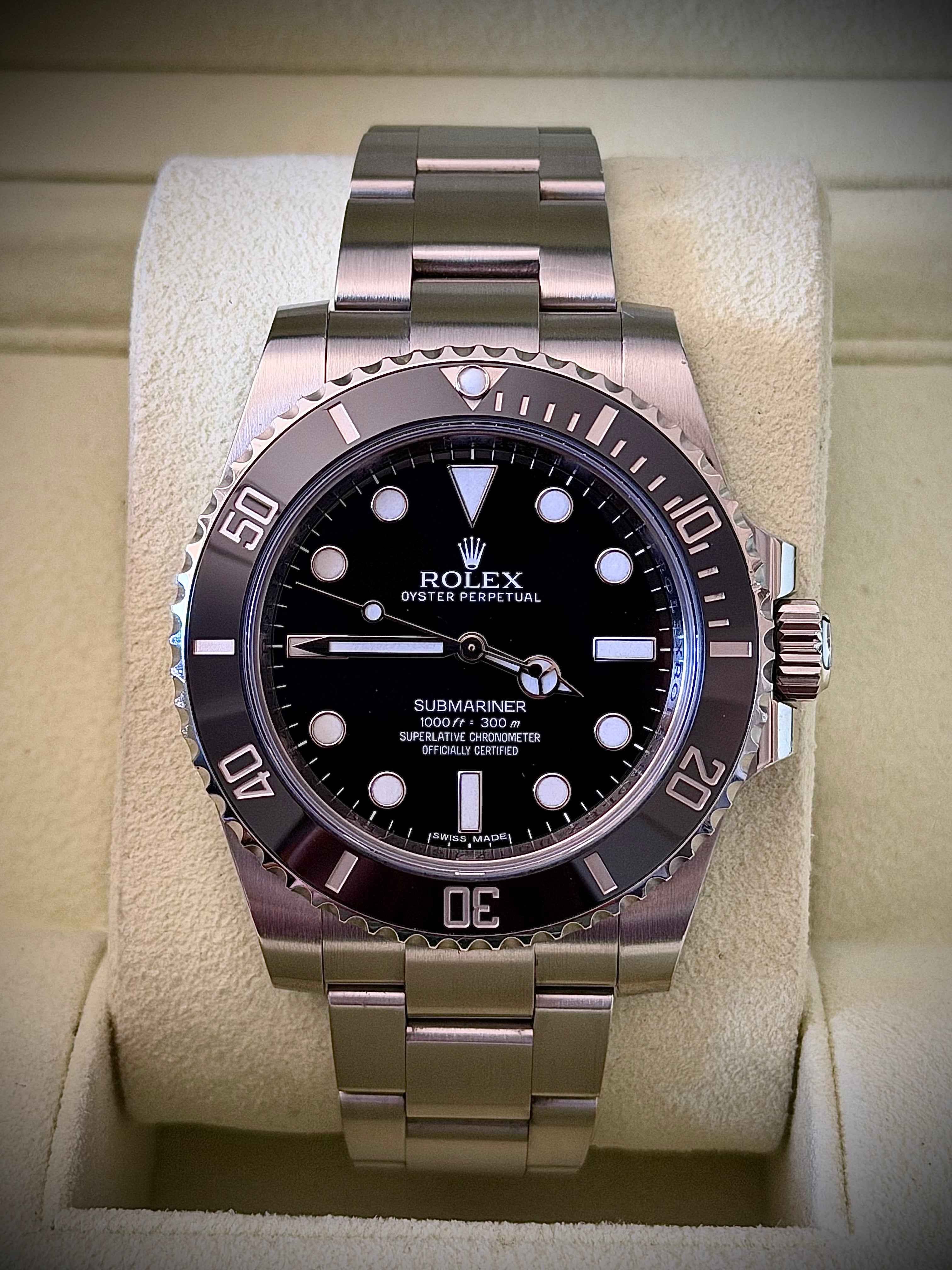 2014 ROLEX SUBMARINER NO DATE, 114060, BOX AND PAPERS, INC GST