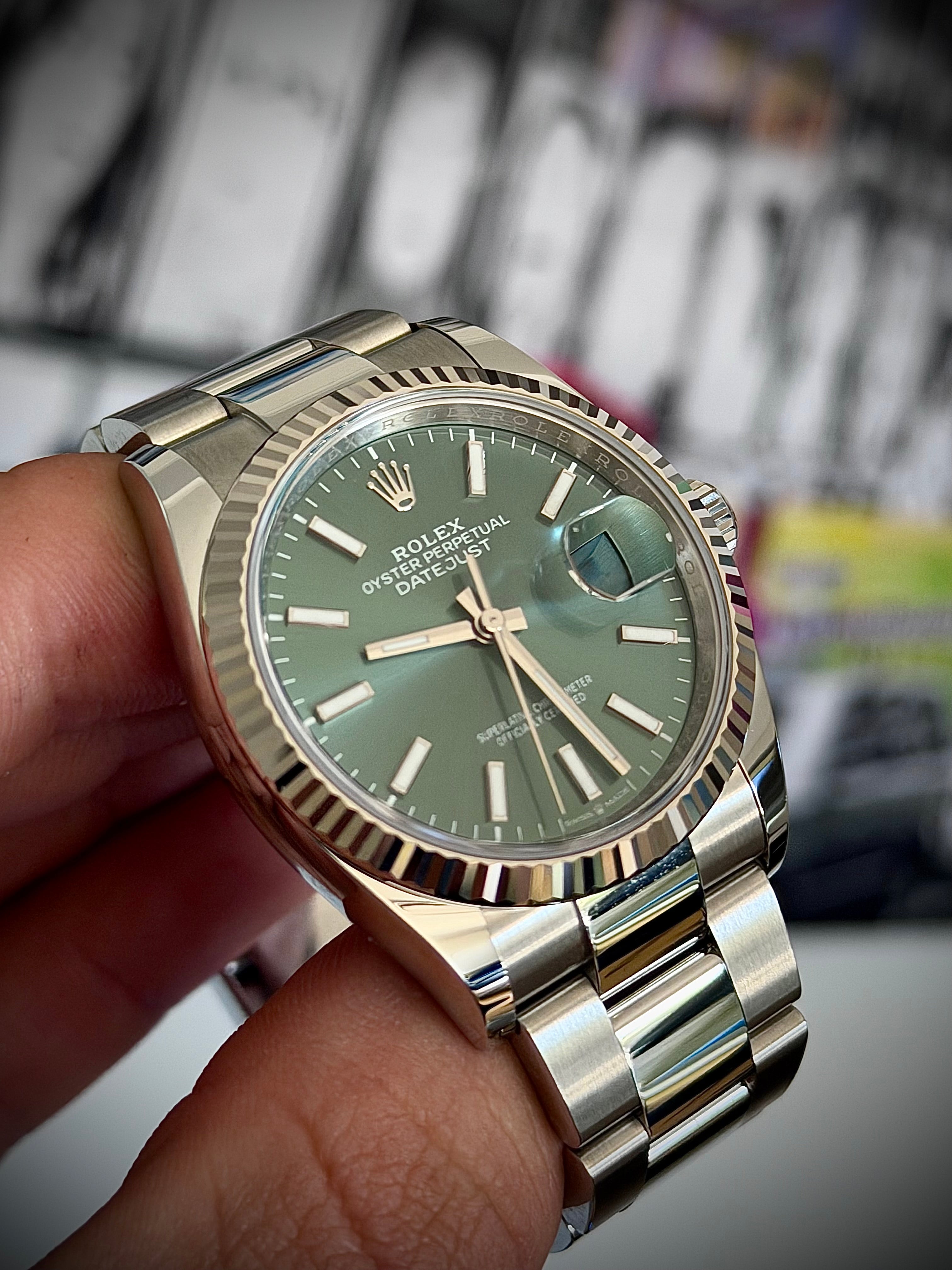 2026 ROLEX DATEJUST 36, 126234, MINT GREEN DIAL, OYSTER BRACELET, AS NEW, FULL SET, INC GST
