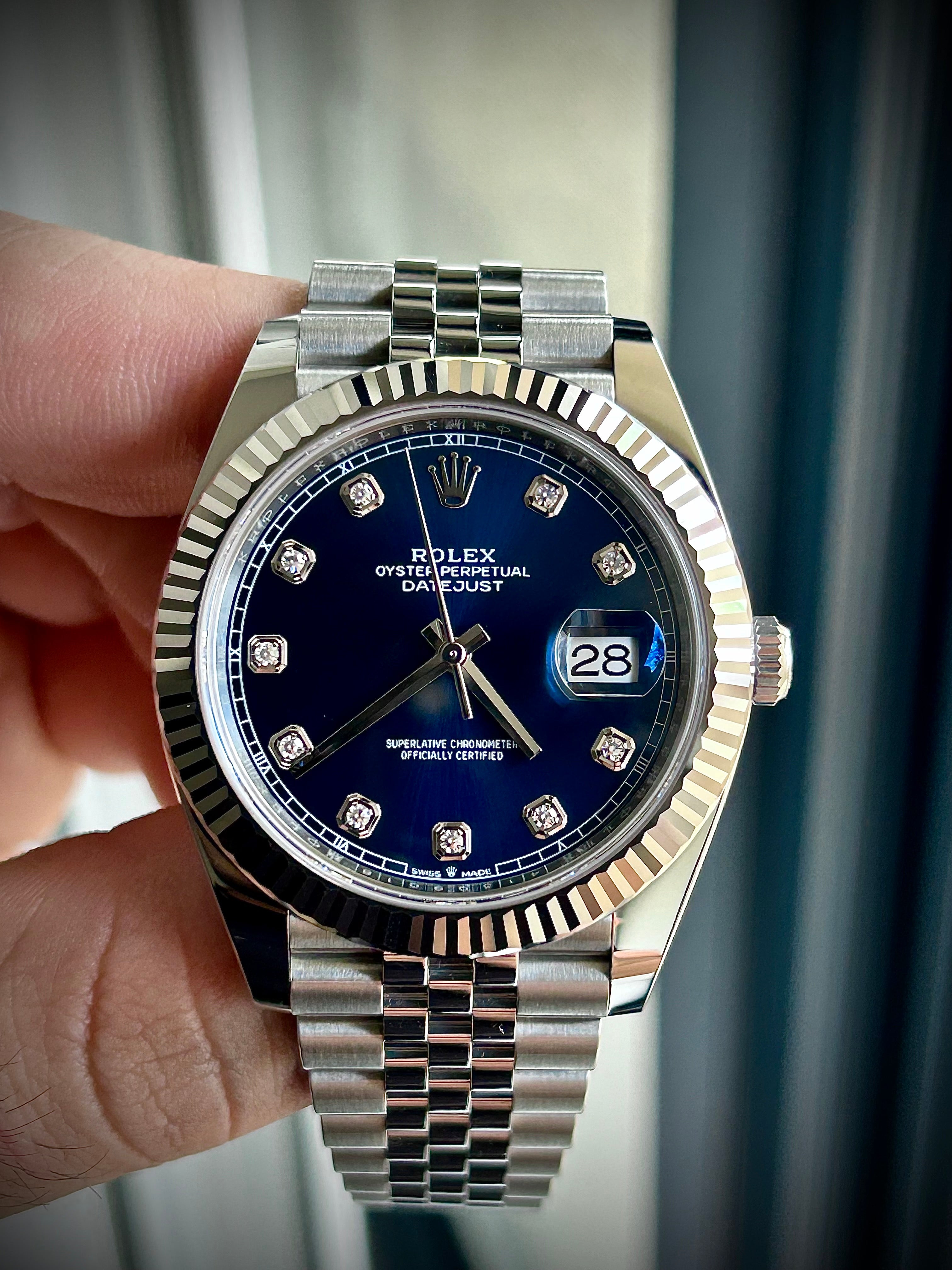 2024 ROLEX DATEJUST 41, BLUE DIAMOND DIAL, 126334, FULL SET, INC GST