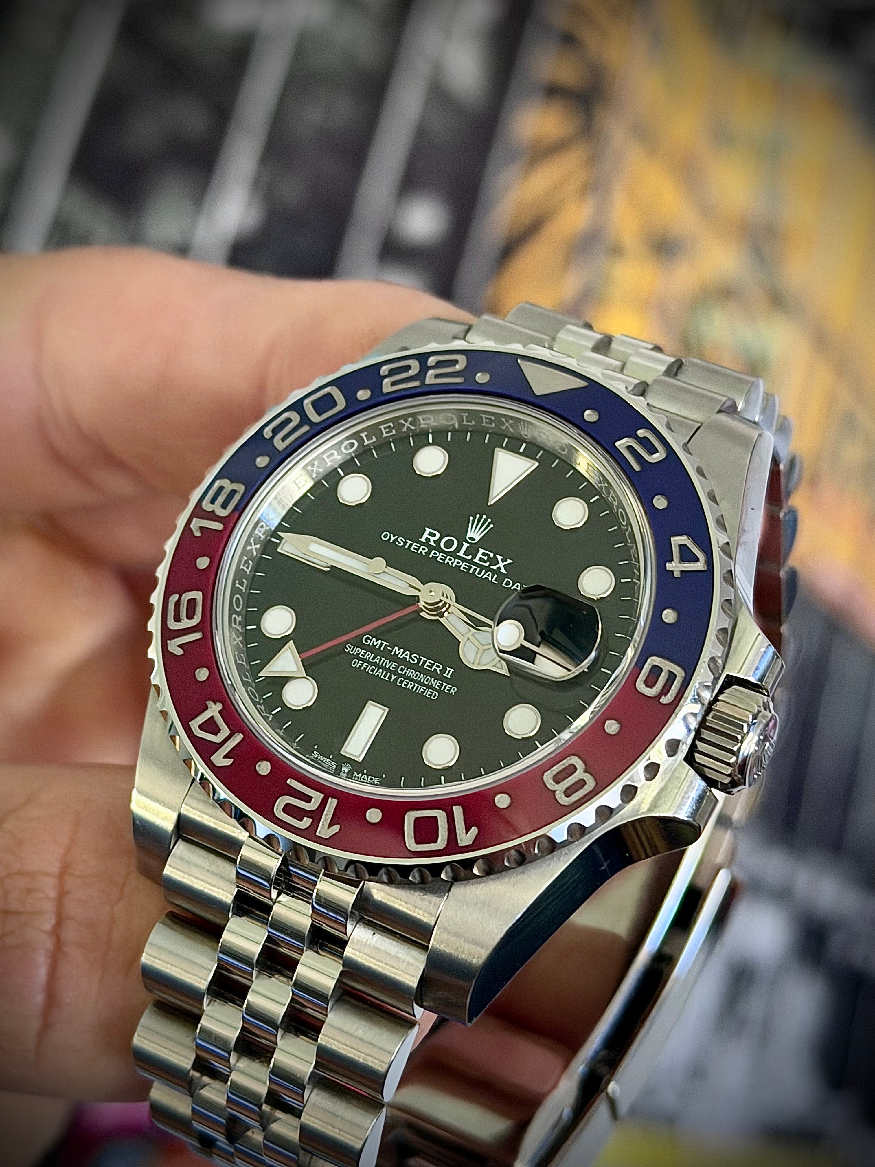 2019 ROLEX GMT MASTER II, PEPSI, 126710BLRO, FULL SET, INC GST