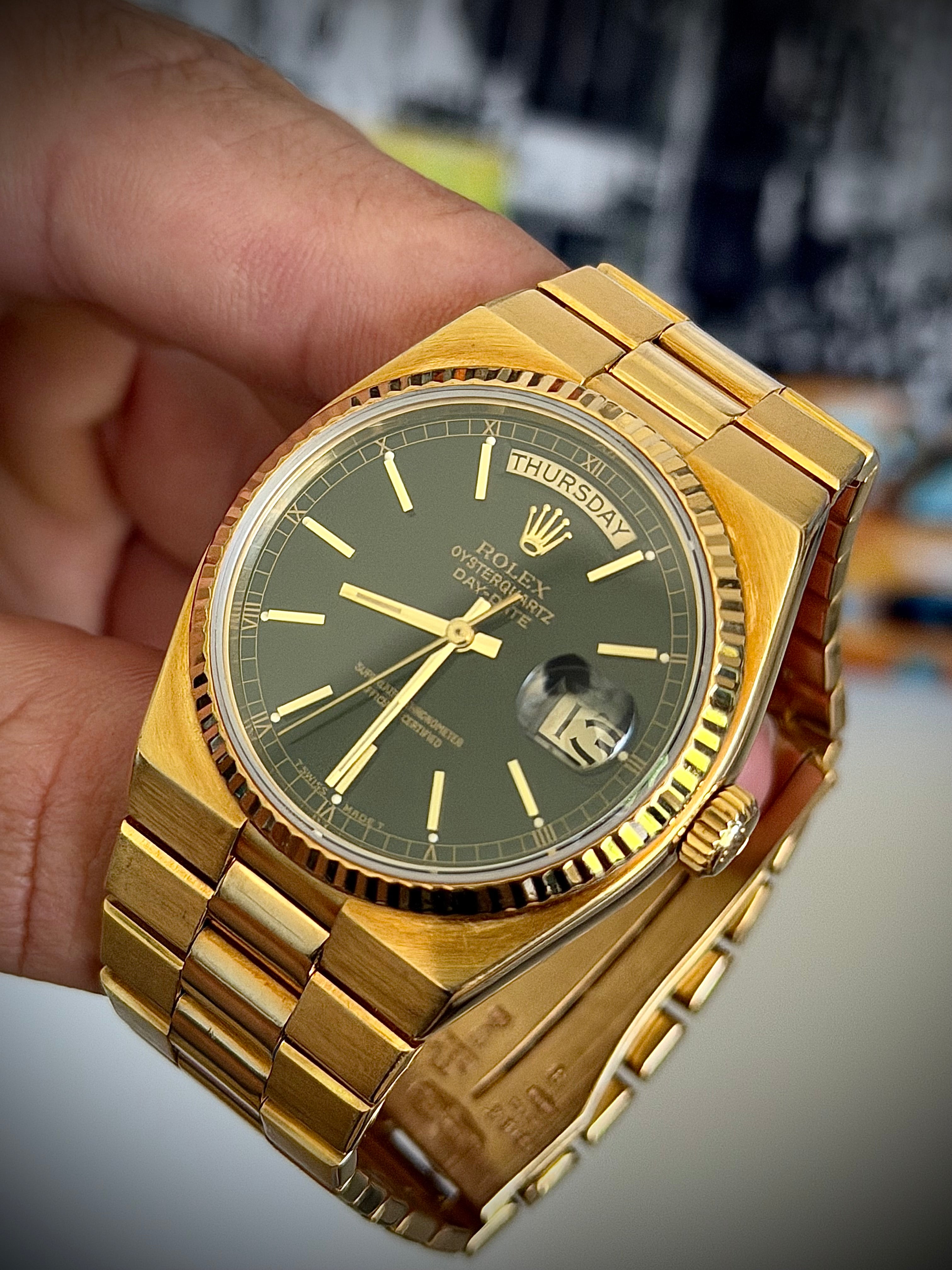 1981 ROLEX DAY-DATE OYSTERQUARTZ, PRESIDENT, 19018, FULL COLLECTORS SET, INC GST