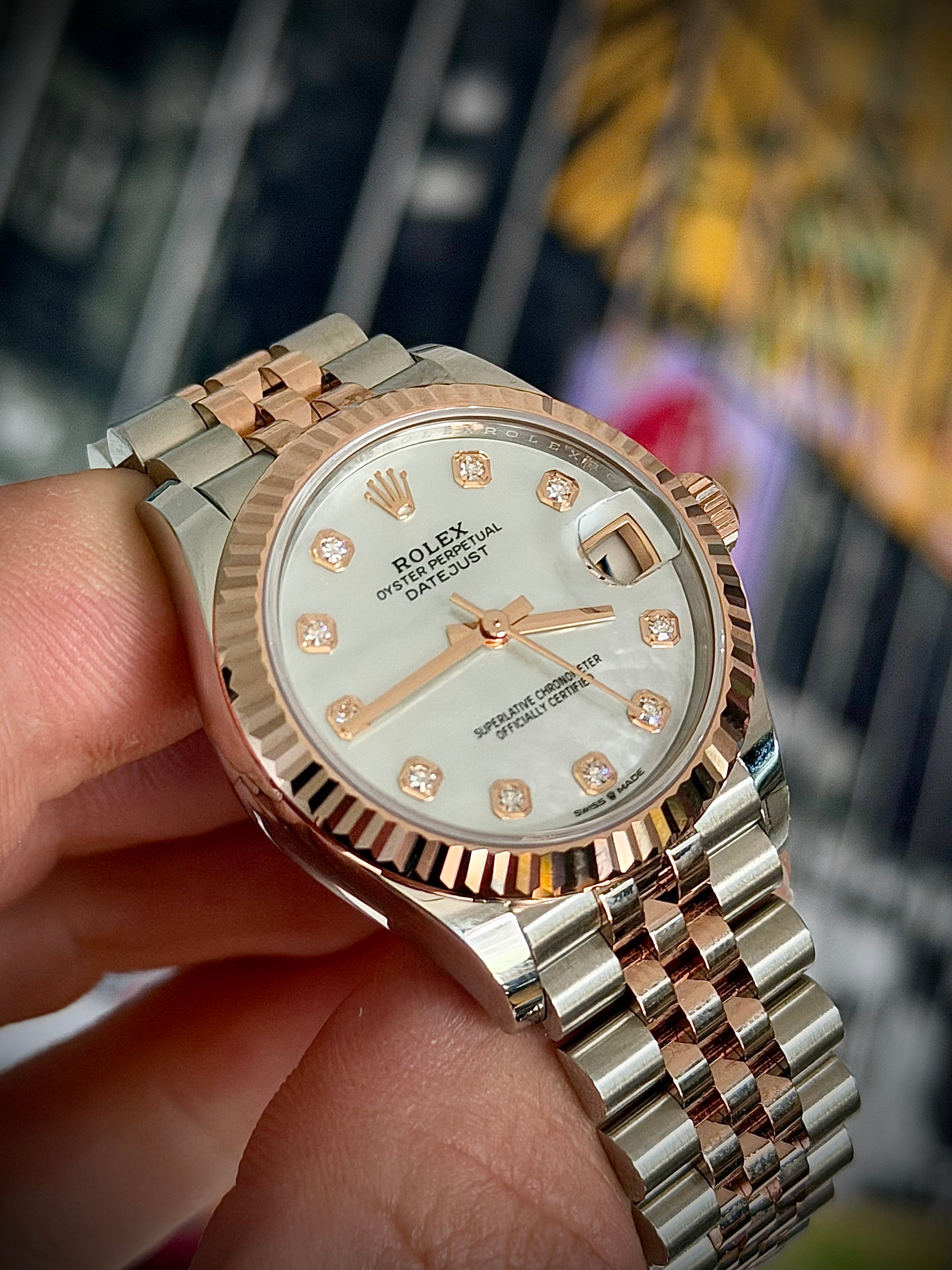 2025 ROLEX DATEJUST 31, 278271, MOTHER OF PEARL DIAMOND DIAL, JUBILEE BRACELET, AS NEW, FULL SET, INC GST