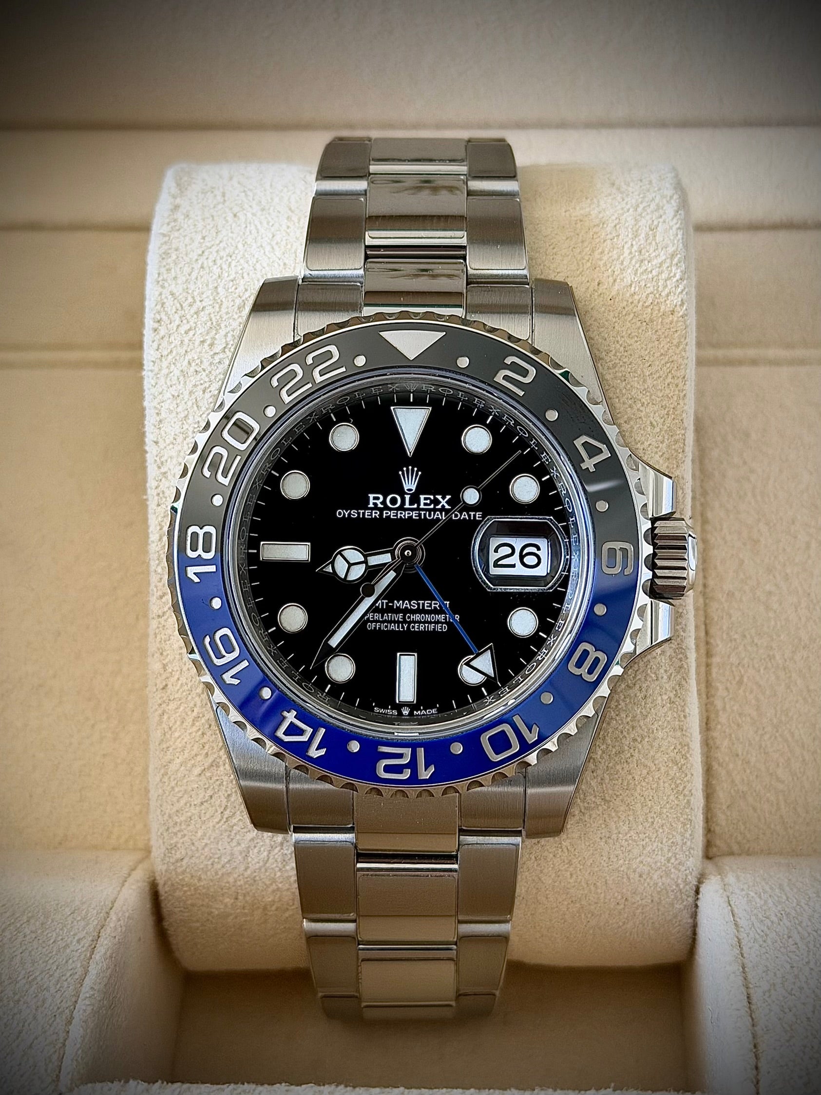 2022 ROLEX GMT MASTER II, BATMAN, 126710BLNR, FULL SET, INC GST