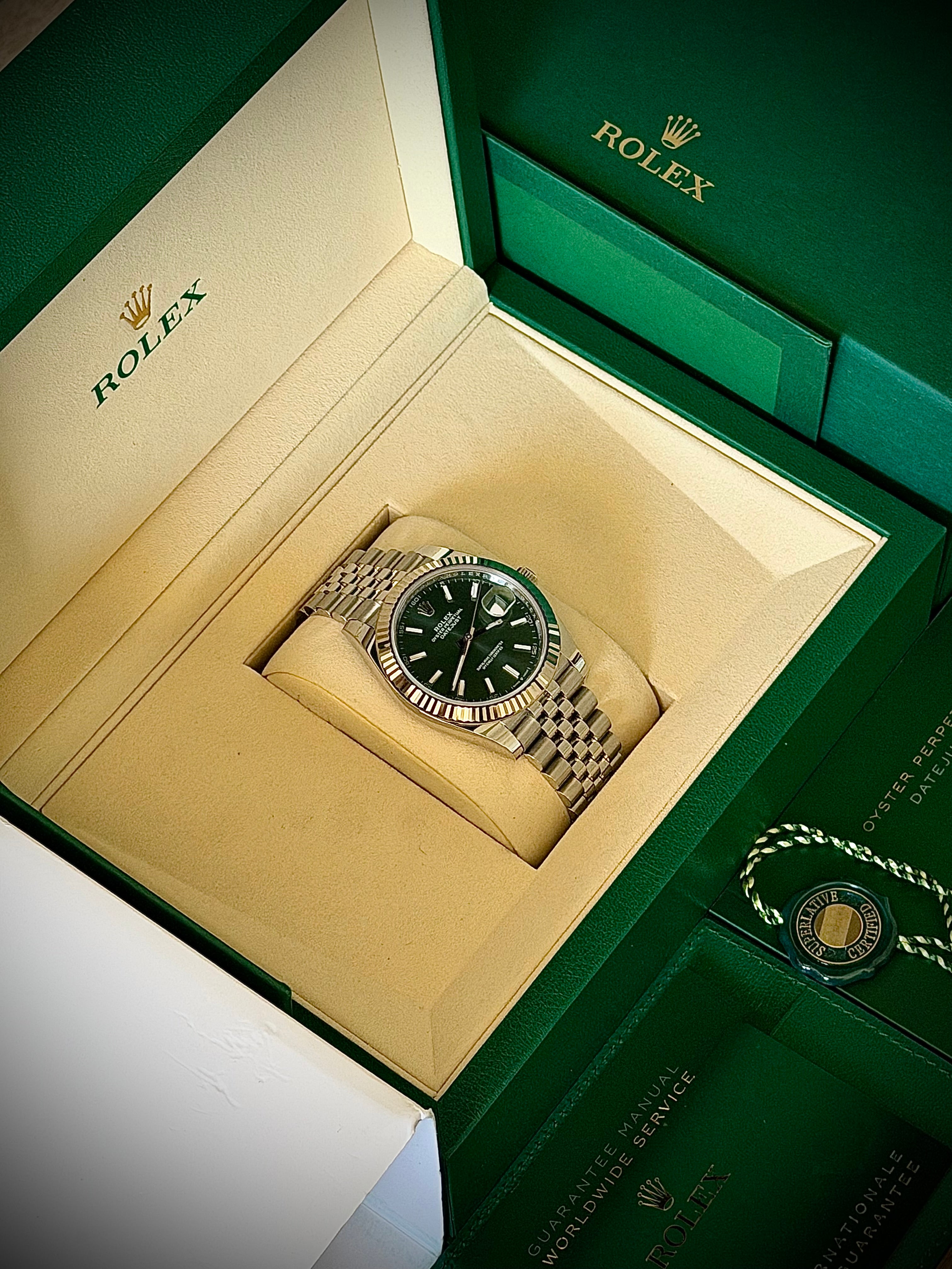 2025 ROLEX DATEJUST 41, MINT GREEN, 126334, FULL SET, INC GST