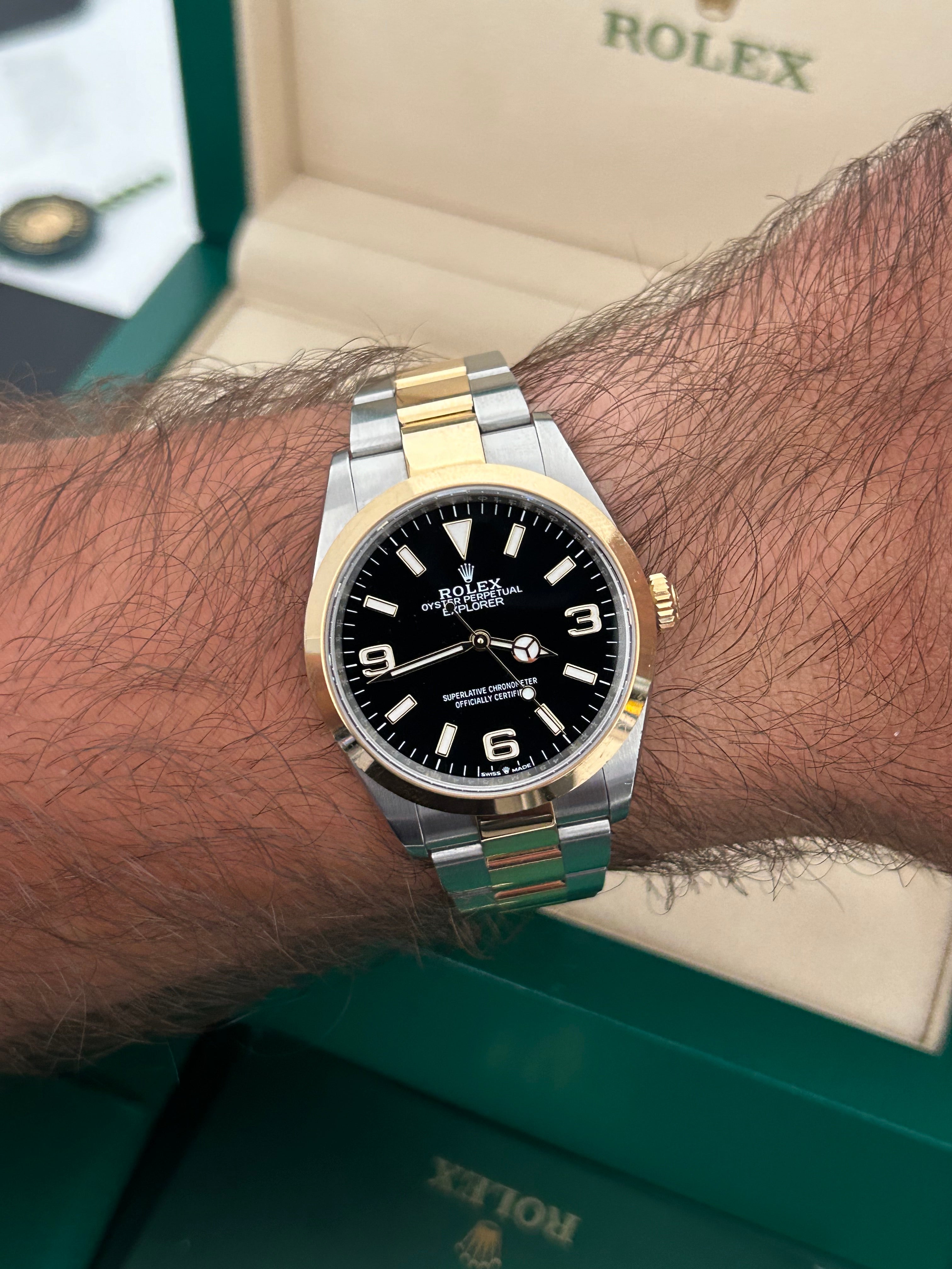 2024 ROLEX EXPLORER 36 TWO TONE, 124273, FULL SET, INC GST