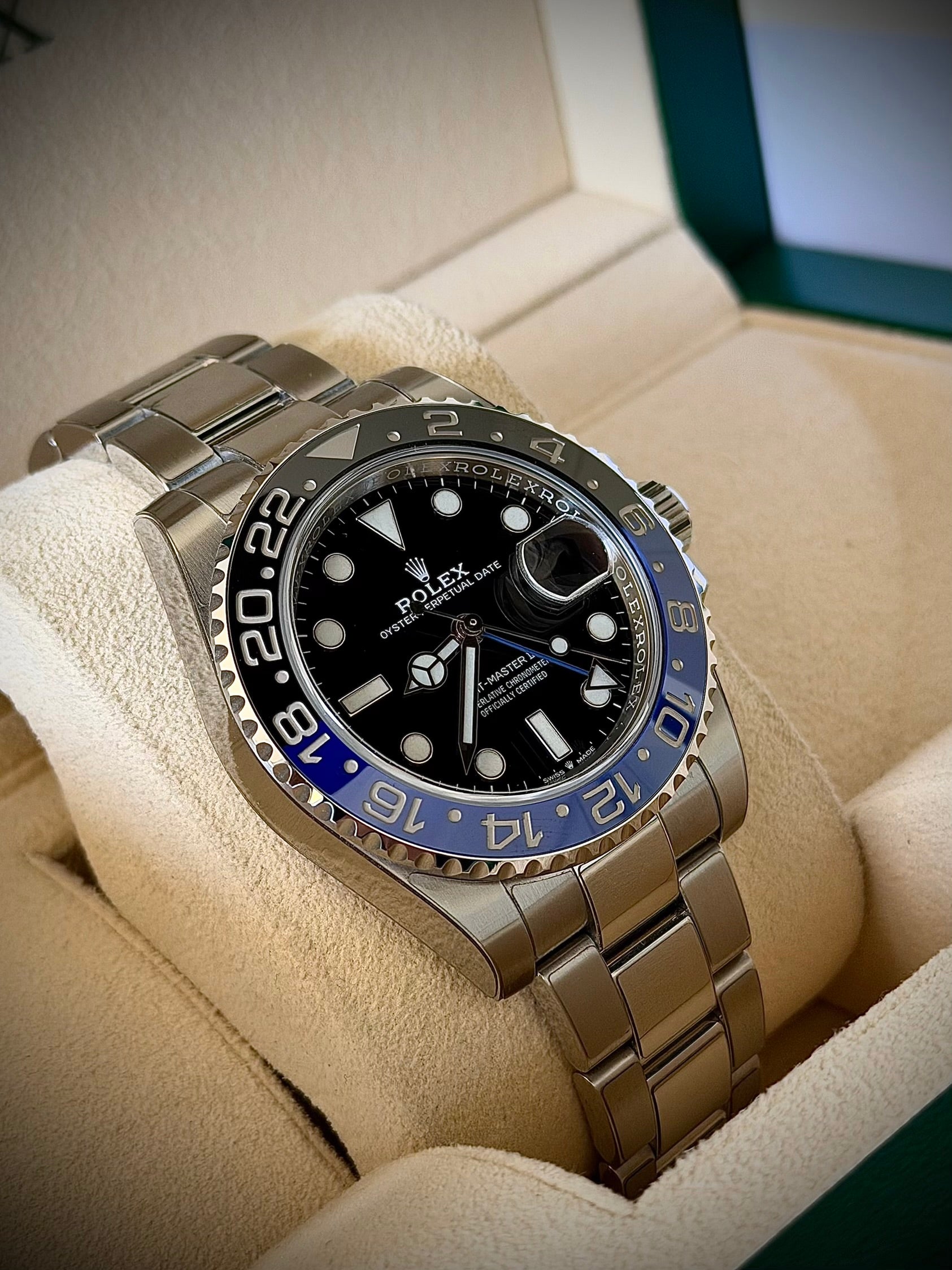 2022 ROLEX GMT MASTER II, BATMAN, 126710BLNR, FULL SET, INC GST