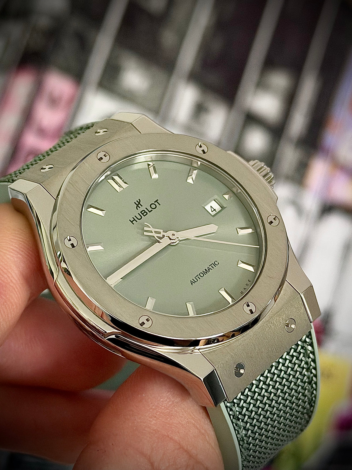2026 HUBLOT CLASSIC FUSION TITANIUM SAGE GREEN 42MM, 542.NX.891G.NR, NEW RELEASE, FULL SET, INC GST