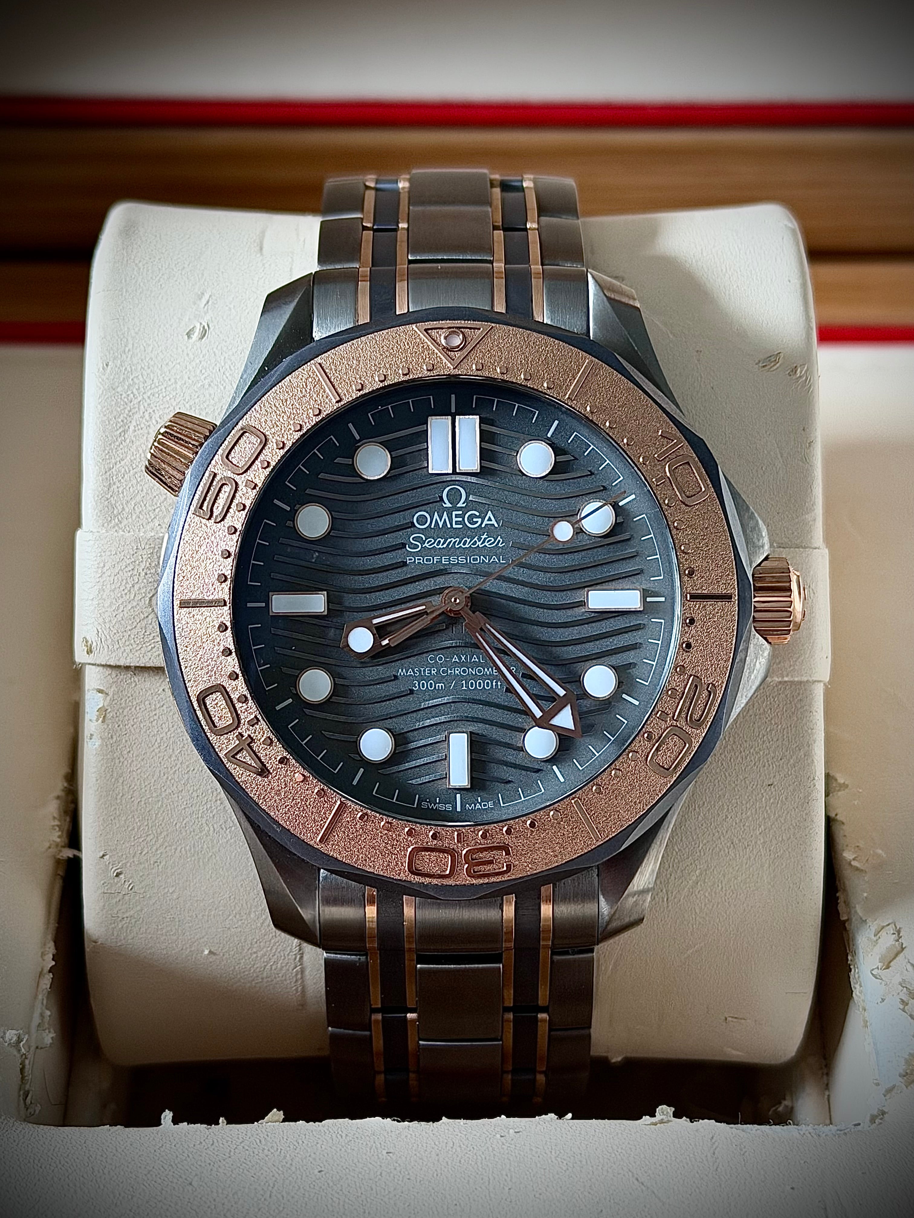 2022 OMEGA SEAMASTER DIVER 300M, LIMITED EDITION, TANTALUM, TITANUM & SEDNA GOLD, 210.60.42.20.99.001, FULL SET, INC GST