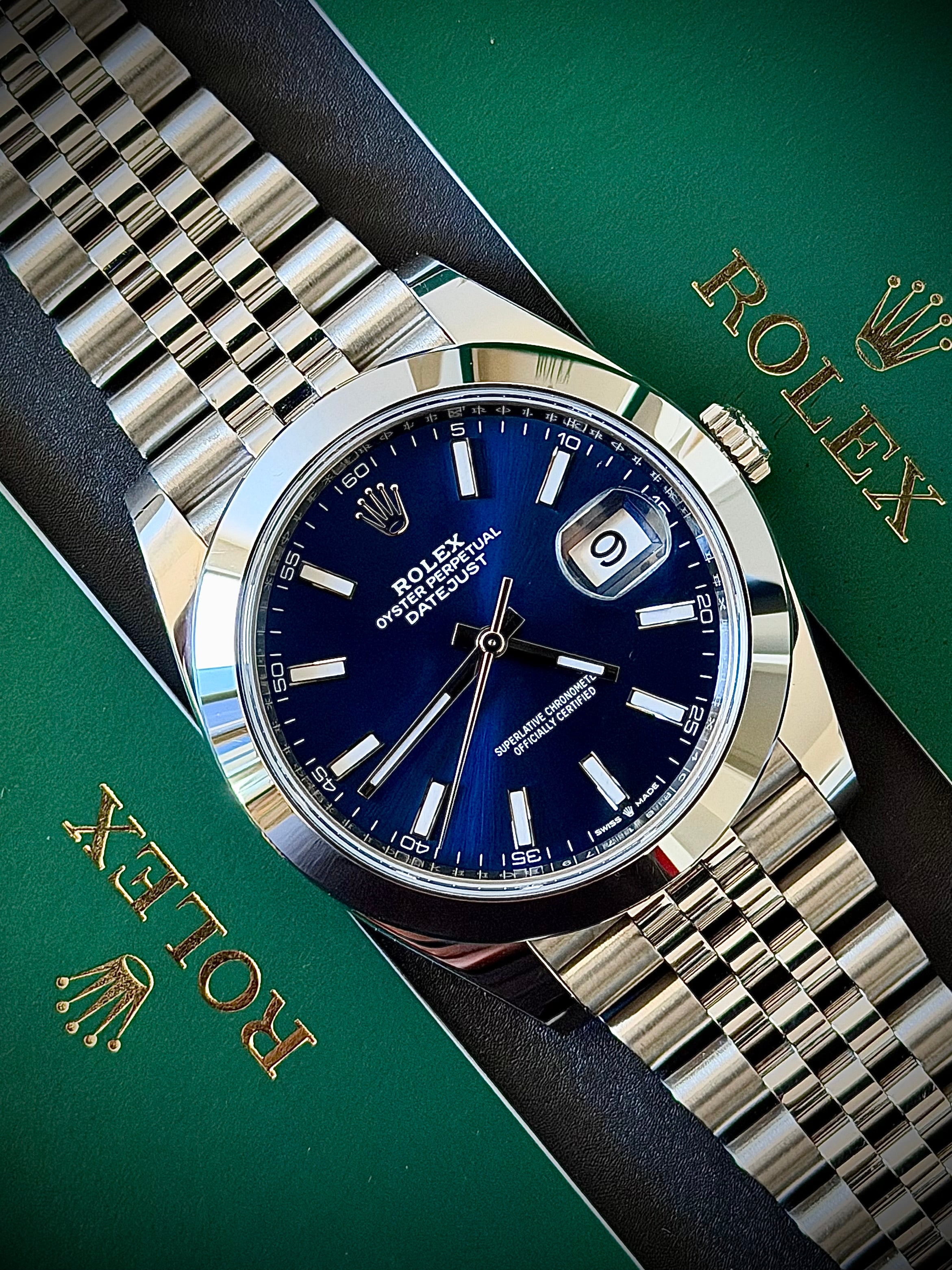 2021 ROLEX DATEJUST 41, BLUE DIAL, SMOOTH JUBILEE 126300, FULL SET, INC GST