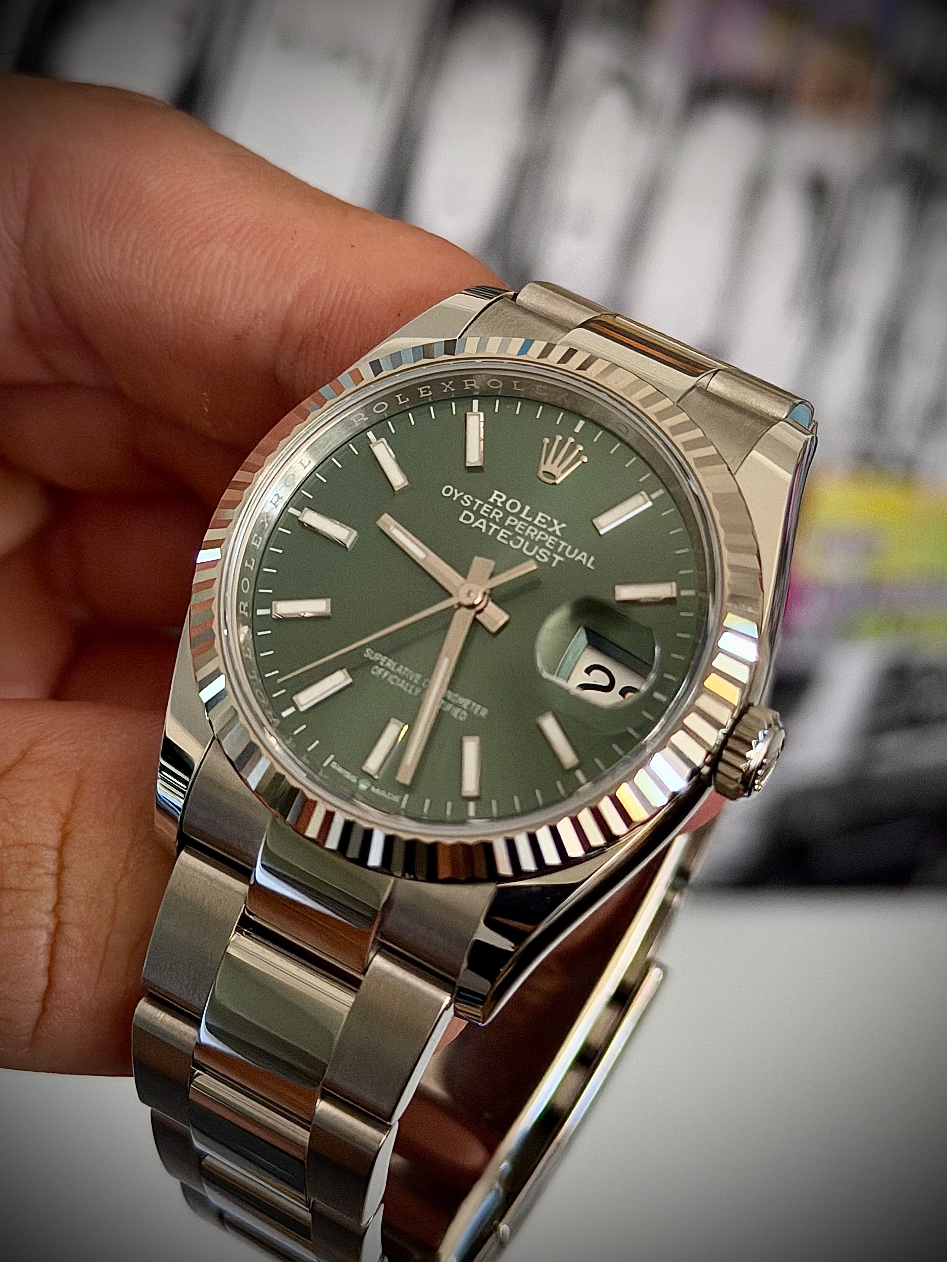 2026 ROLEX DATEJUST 36, 126234, MINT GREEN DIAL, OYSTER BRACELET, AS NEW, FULL SET, INC GST