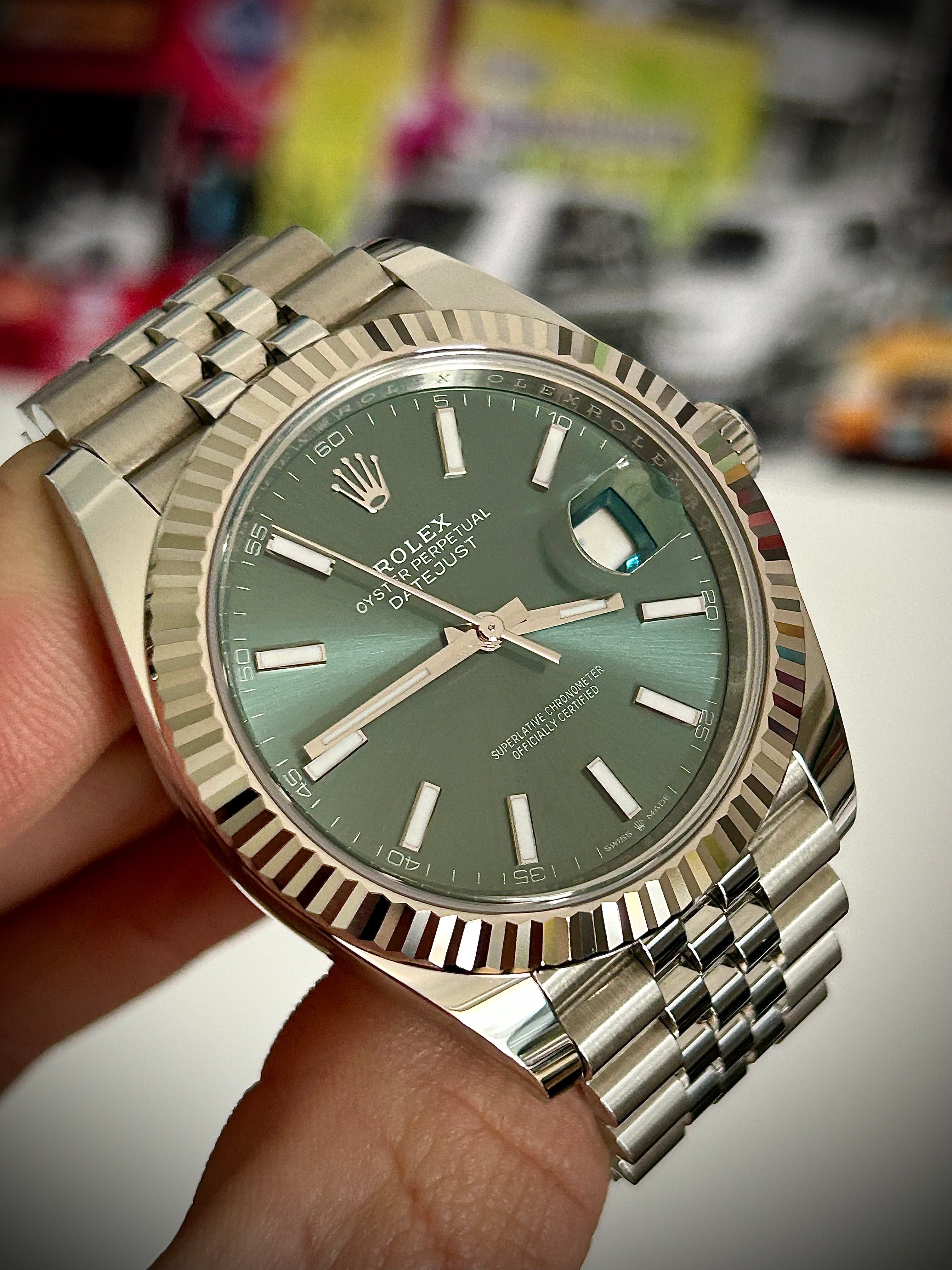 2025 ROLEX DATEJUST 41, MINT GREEN, 126334, FULL SET, INC GST