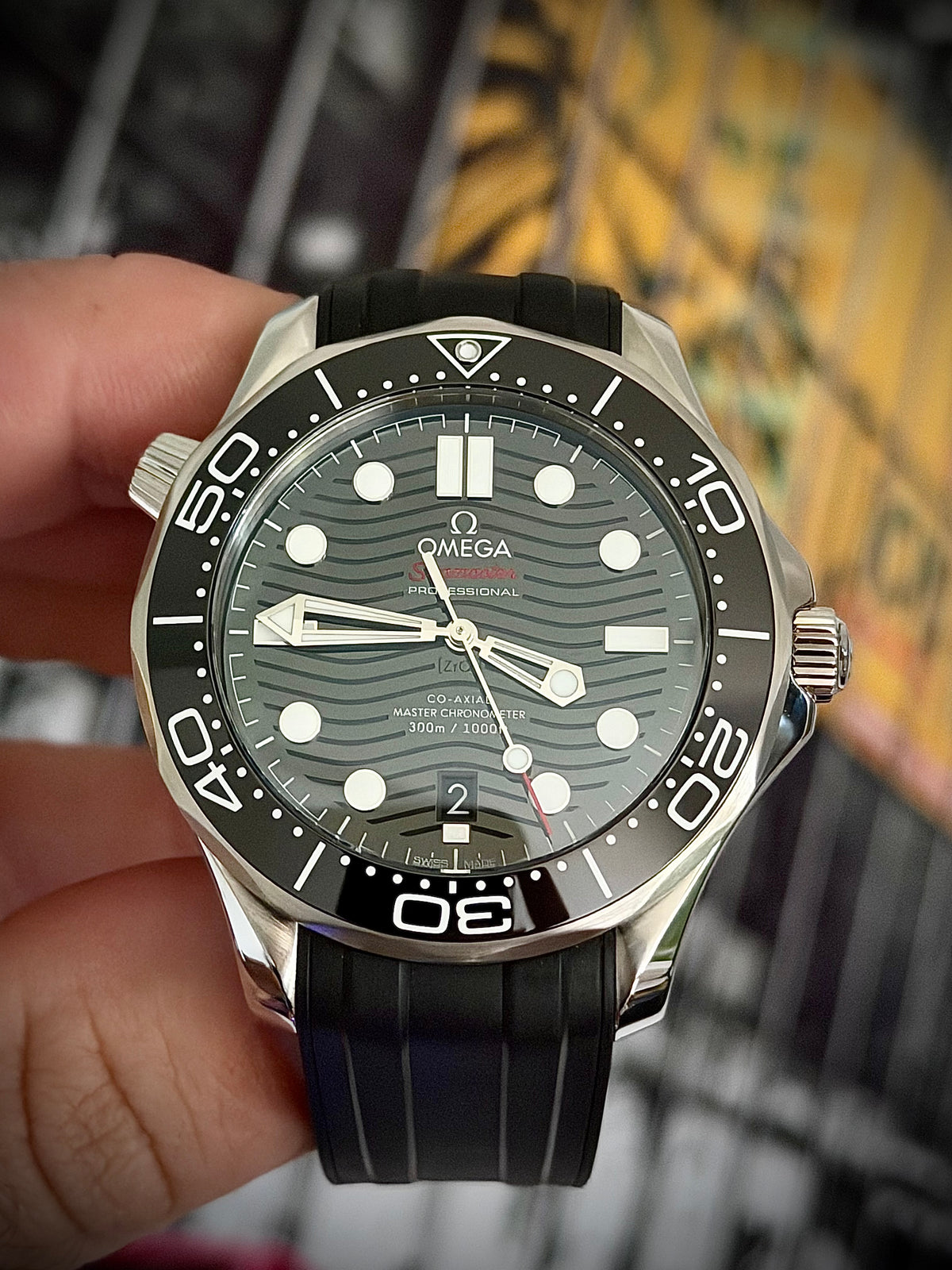 2025 OMEGA SEAMASTER DIVER 300M, 210.32.42.20.01.001, BLACK DIAL, BLACK RUBBER STRAP, FULL SET, INC GST