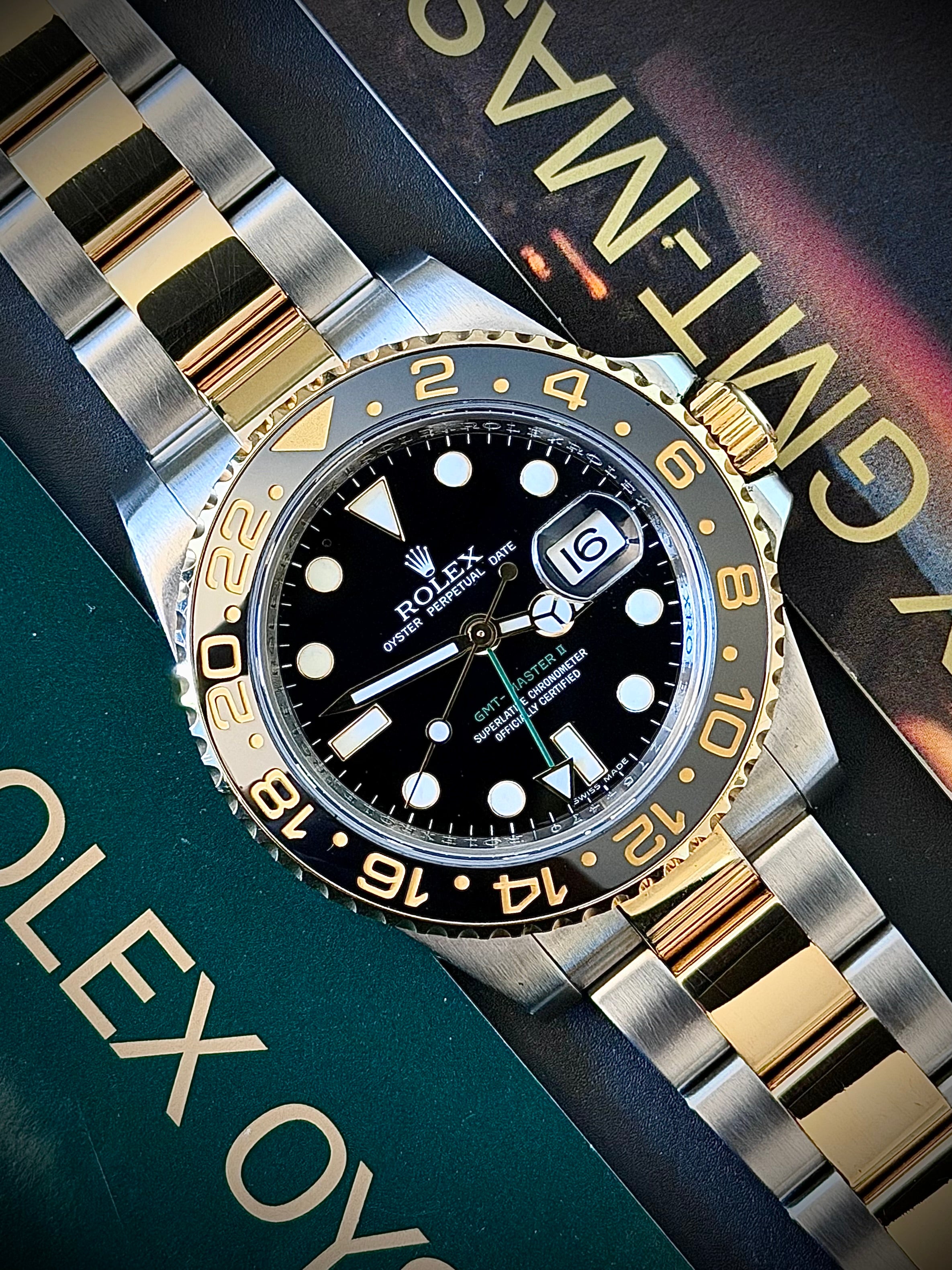 2007 ROLEX GMT MASTER II, 116713LN, FULL SET, INC GST