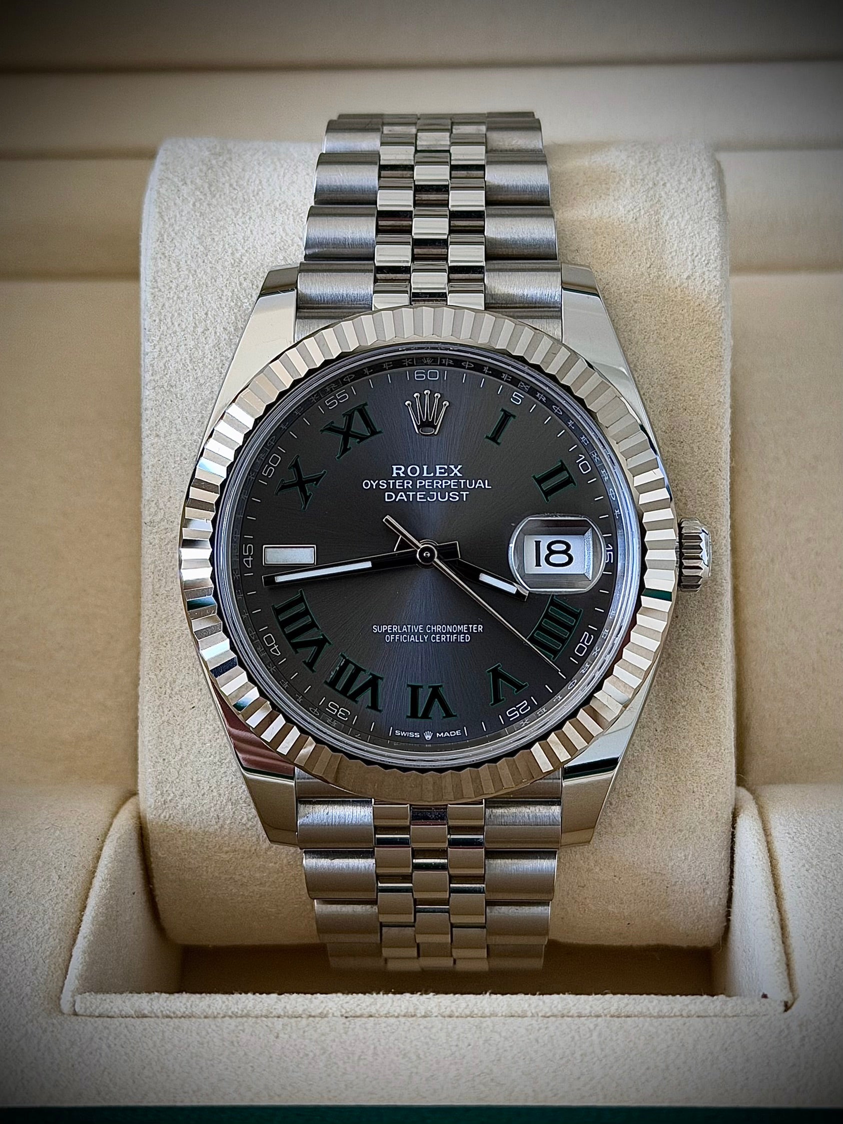 2024 ROLEX DATEJUST 41, WIMBLEDON DIAL, 126334, FULL SET, INC GST