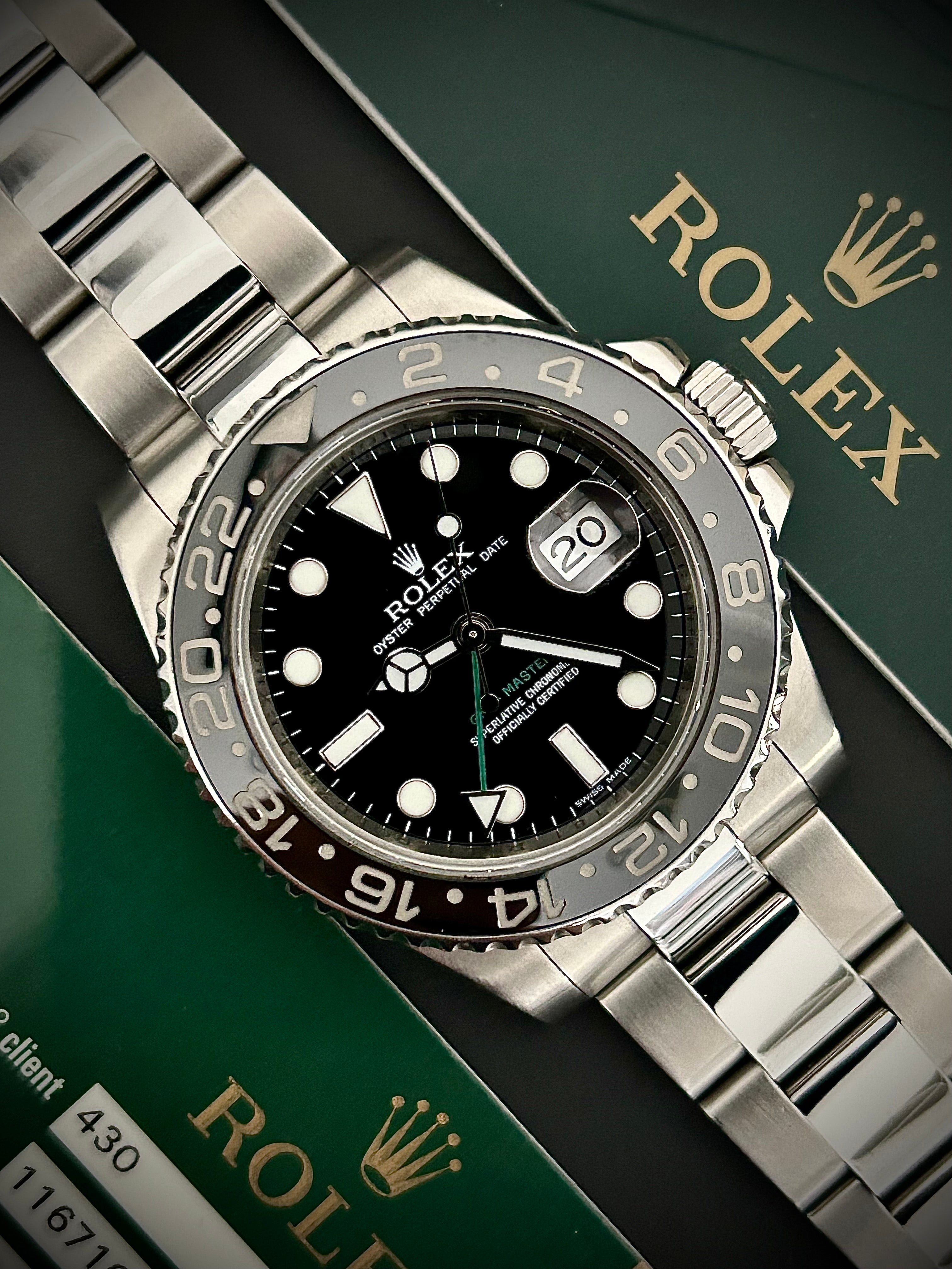 2007 ROLEX GMT MASTER II, 116710LN, FULL SET, INC GST