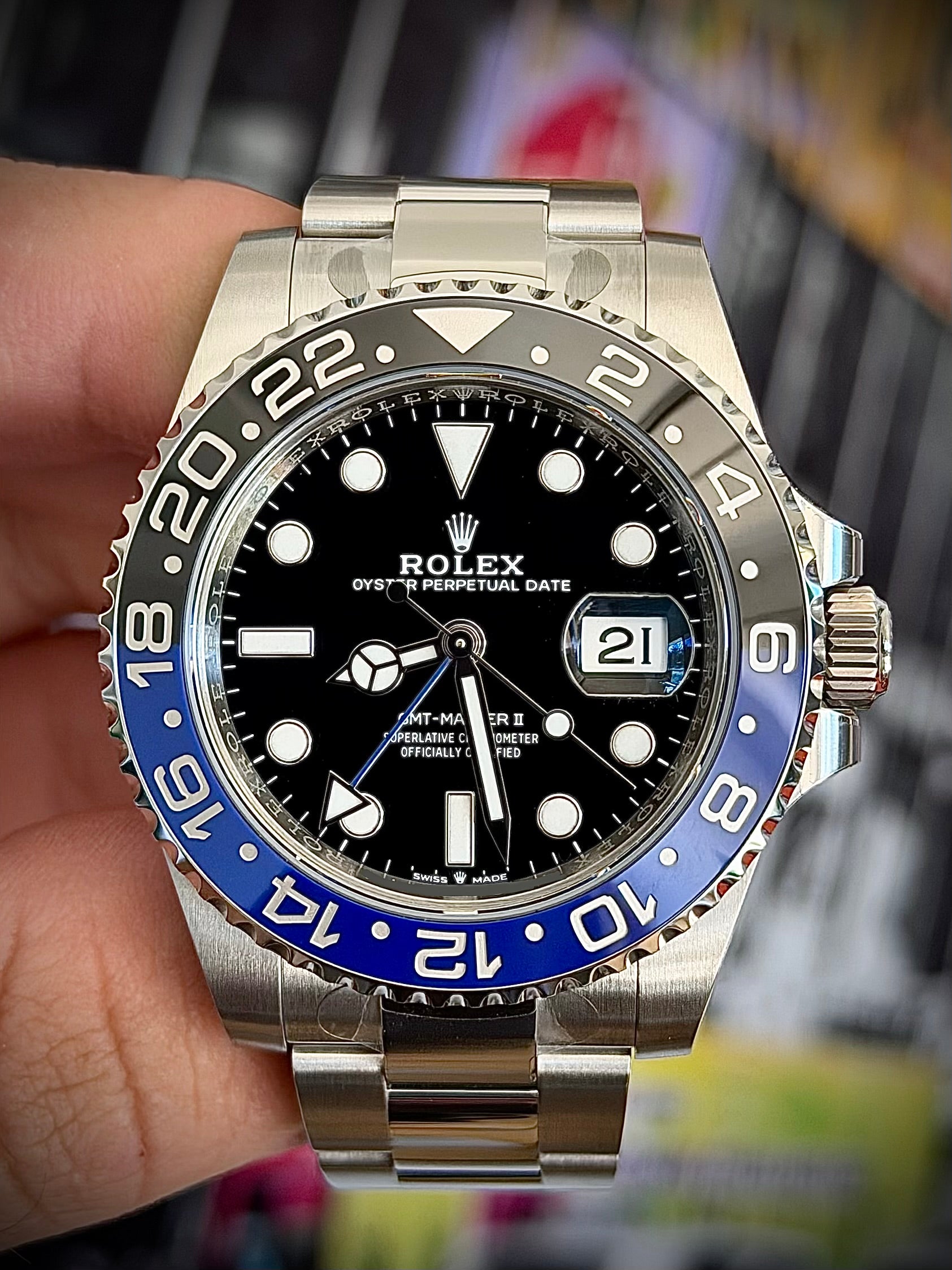 2025 ROLEX GMT MASTER II, BATMAN, BRAND NEW, 126710BLNR, FULL SET, INC GST