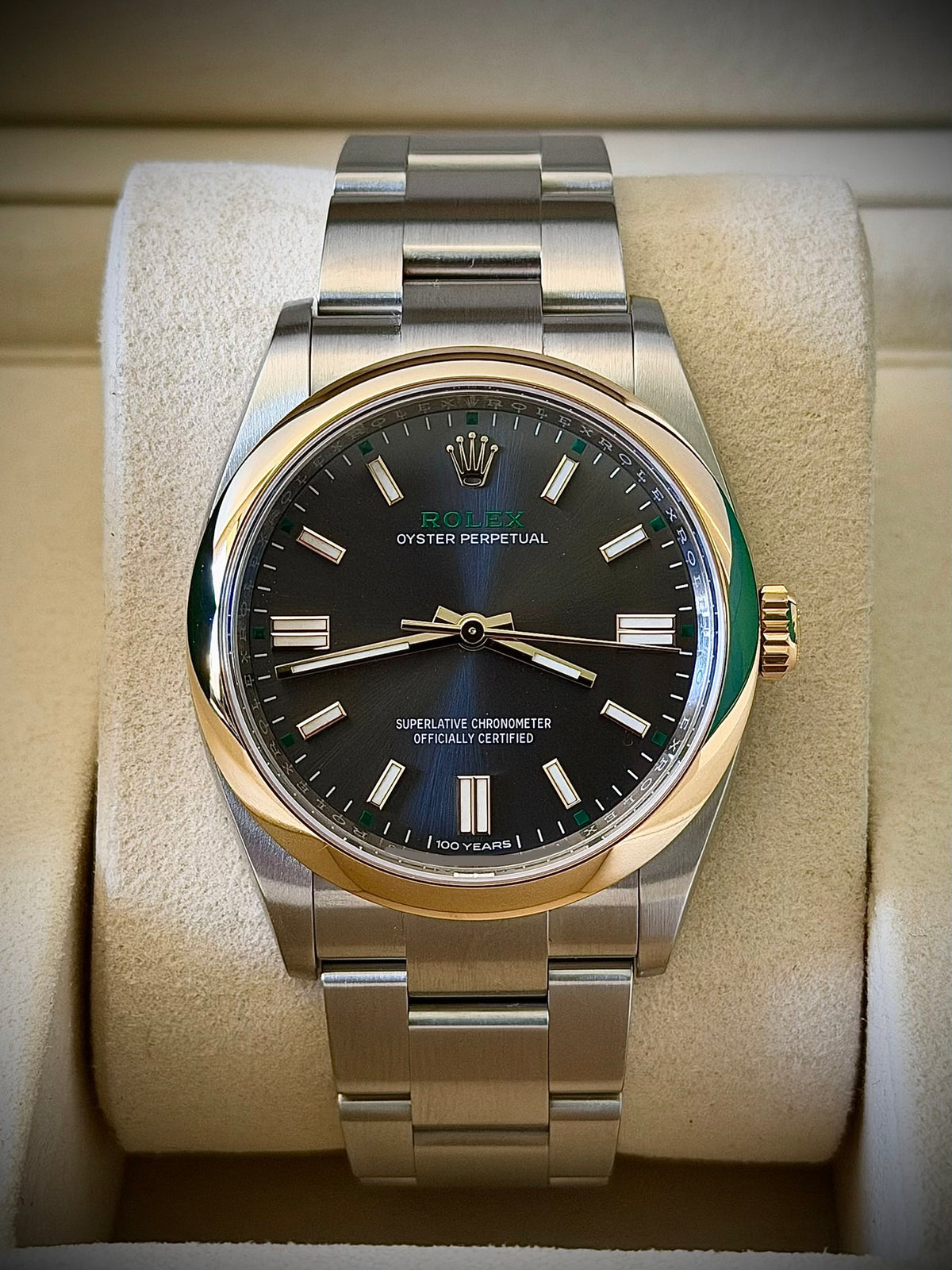 2026 ROLEX OYSTER PERPETUAL 36 “100 YEARS”, 126003, SLATE DIAL, YELLOW ROLESOR, AS NEW, FULL SET, INC GST