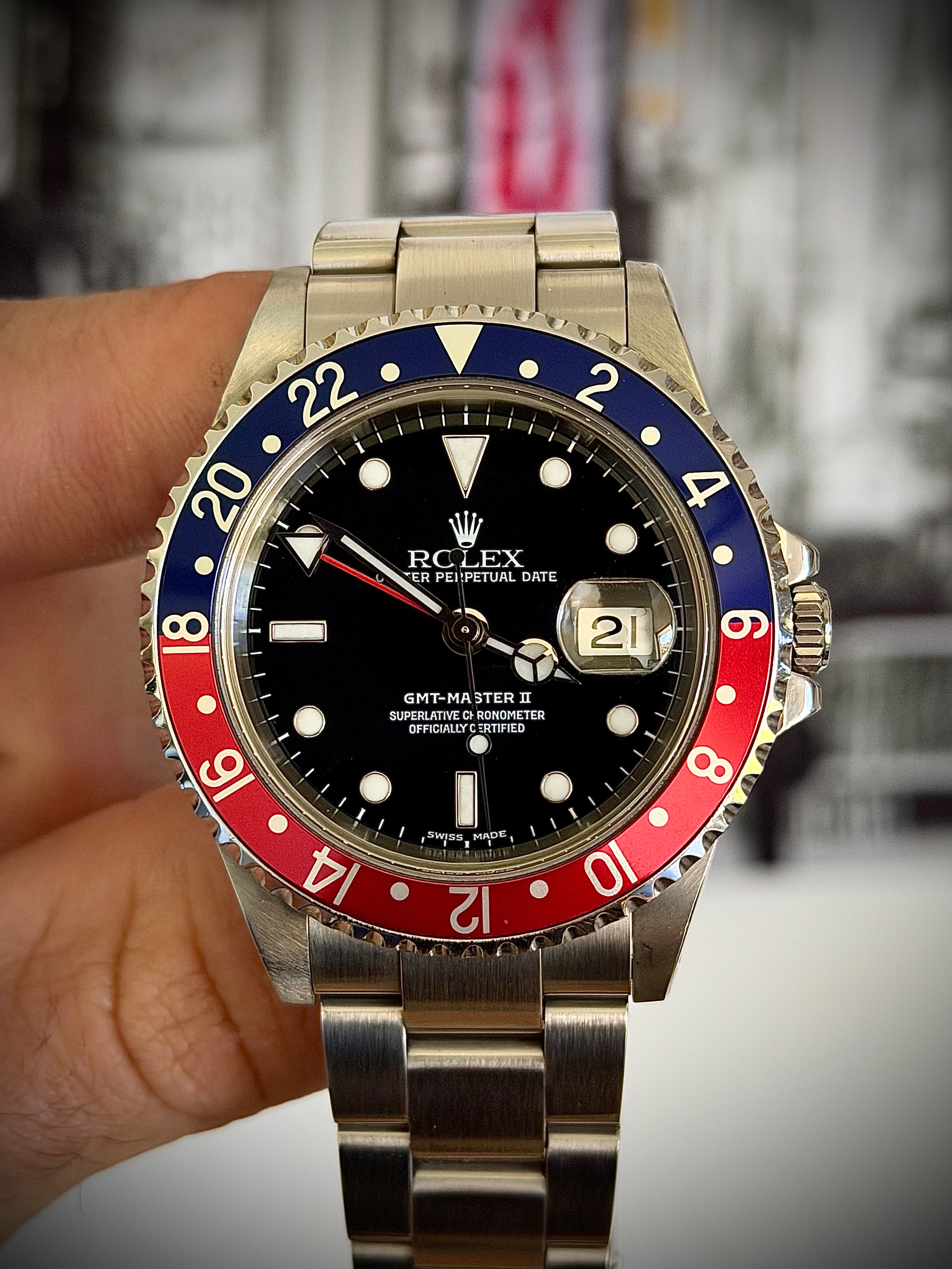 2003 ROLEX GMT-MASTER II, 16710 “PEPSI”, FULL COLLECTOR’S SET, WITH RSC, INC GST
