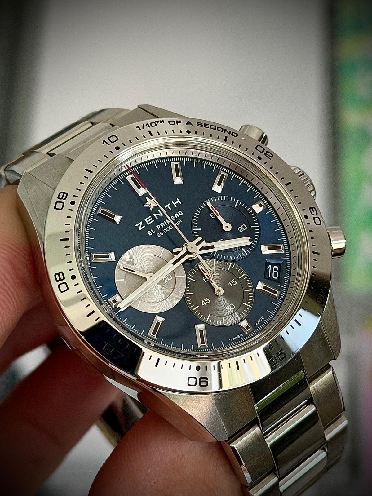 CIRCA 2023 ZENITH CHRONOMASTER SPORT, 03.3114.3600 (tel:03.3114.3600)/51.M3100, BLUE DIAL, STEEL BRACELET + GENUINE ZENITH RUBBER STRAP, INC GST