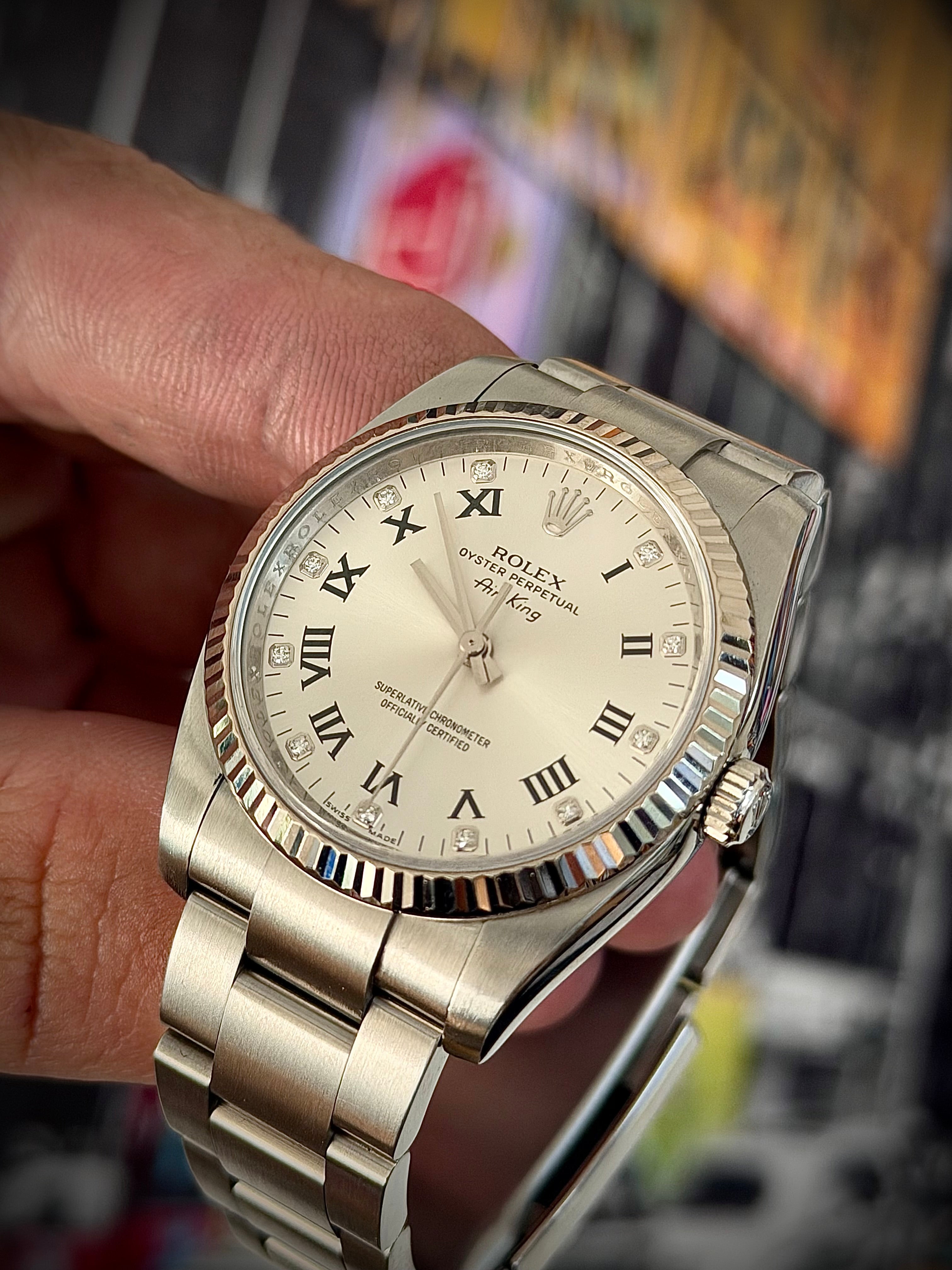 2015 ROLEX AIR-KING 34, 114234, DIAMOND DIAL, FULL SET, INC GST