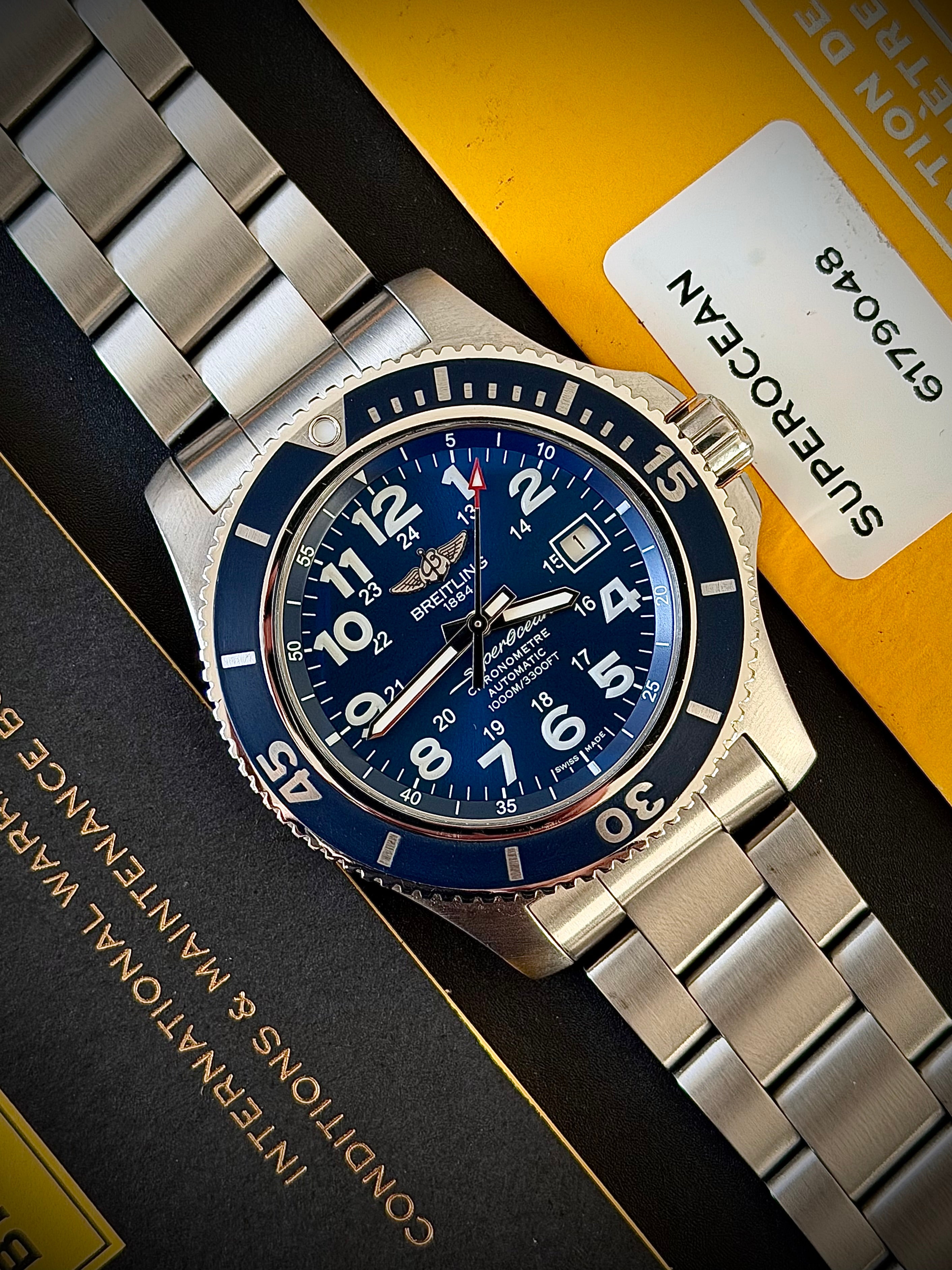 2019 BREITLING SUPEROCEAN 44, A17392D8/C910, BOX AND PAPERS, INC GST