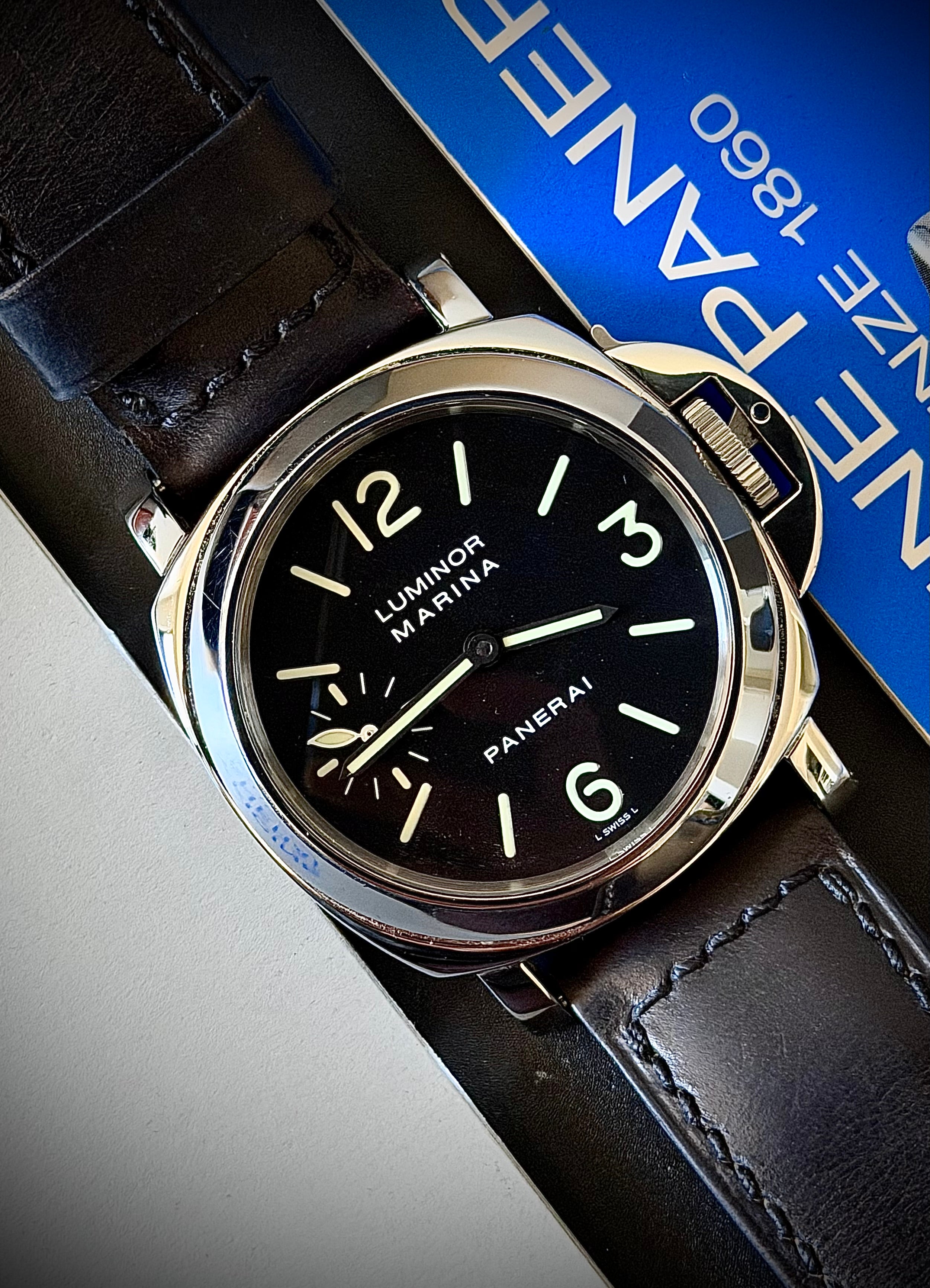 2001 PANERAI LUMINOR MARINA, PAM00001, FULL SET, RECENTLY SERVICED, INC GST