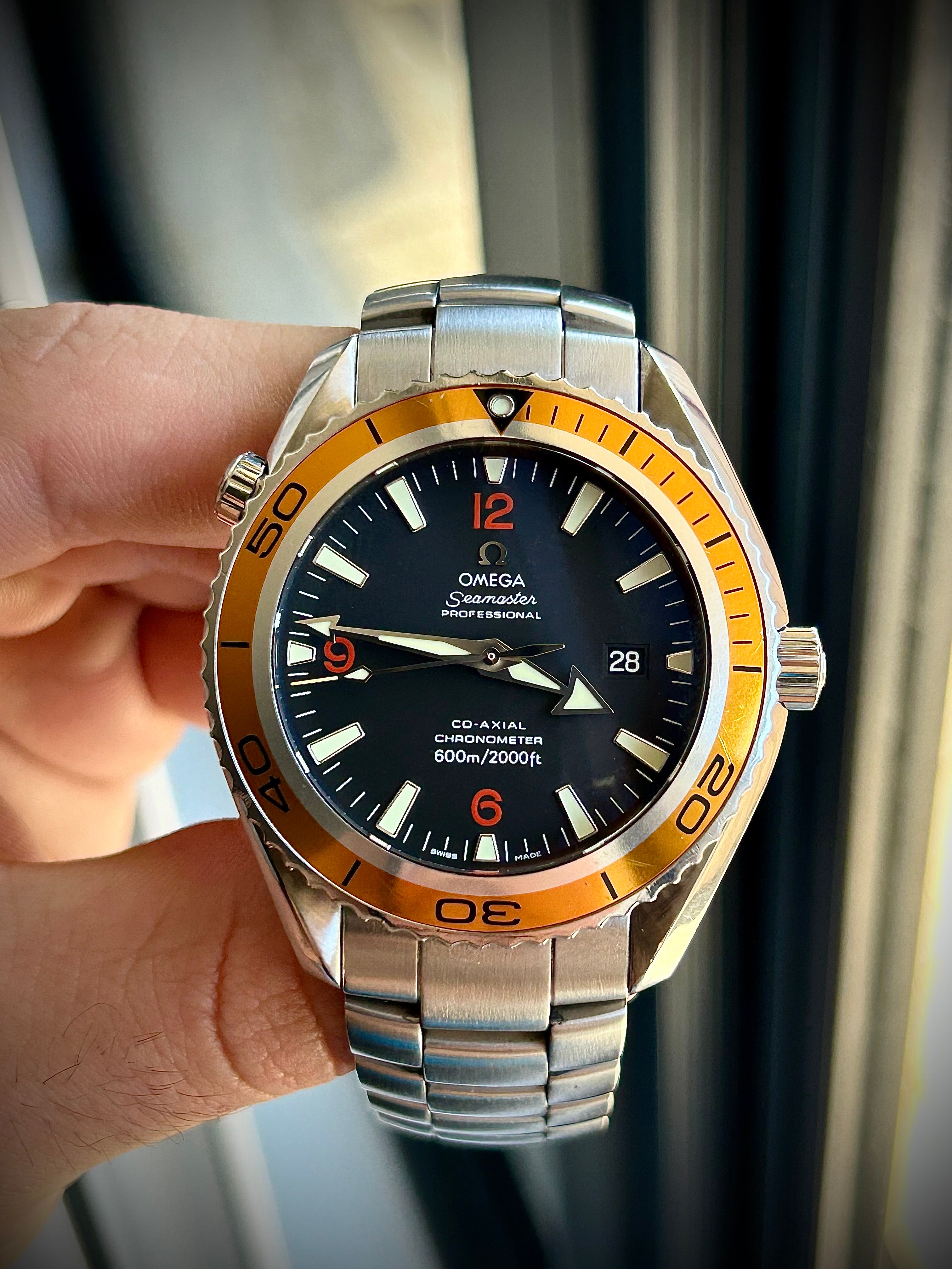 2008 OMEGA SEAMASTER PLANET OCEAN CO AXIAL, FULL SET, INC GST