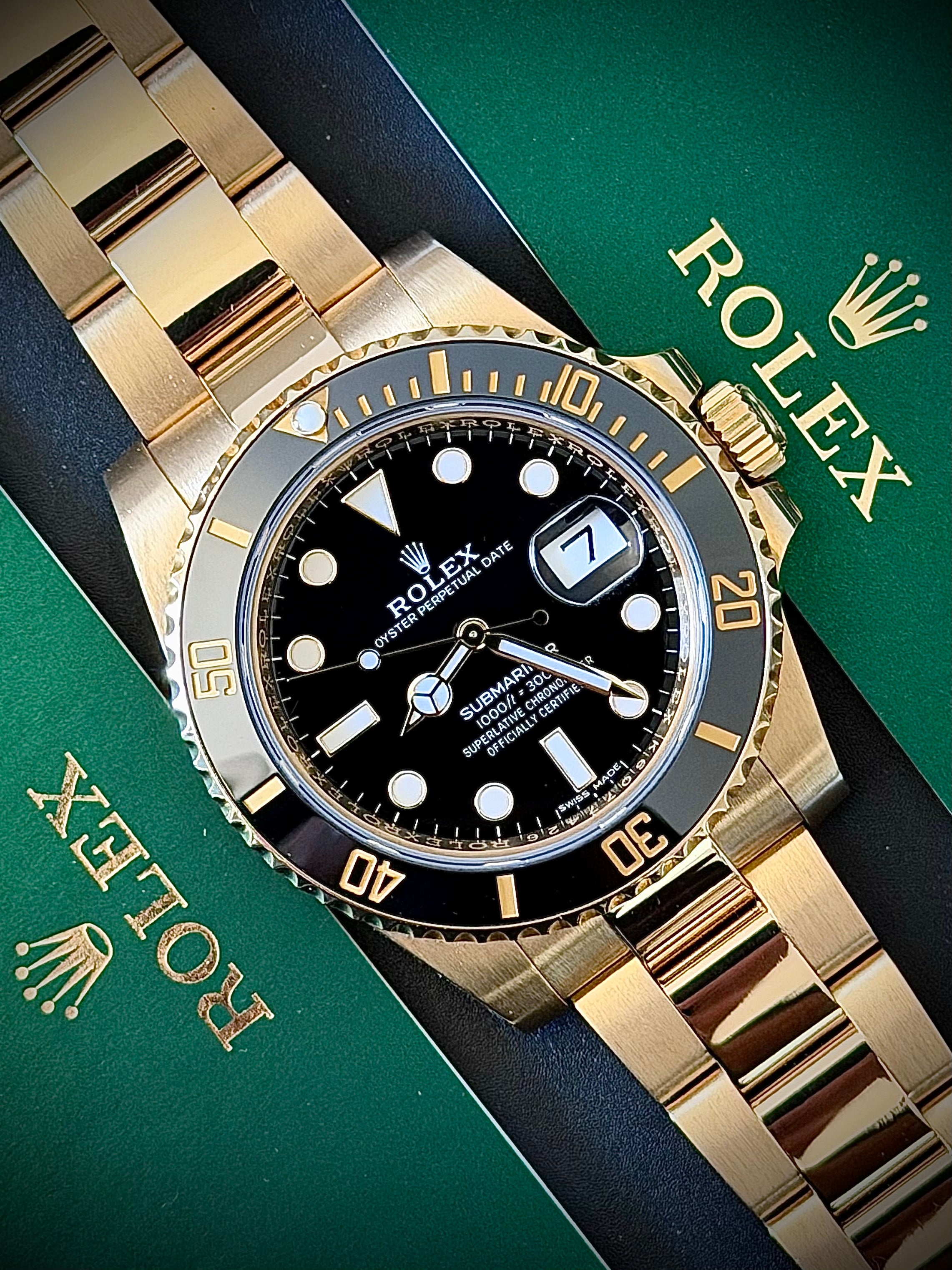 2019 ROLEX SUBMARINER DATE, YELLOW GOLD, 116618LN, BOX FULL SET, INC GST