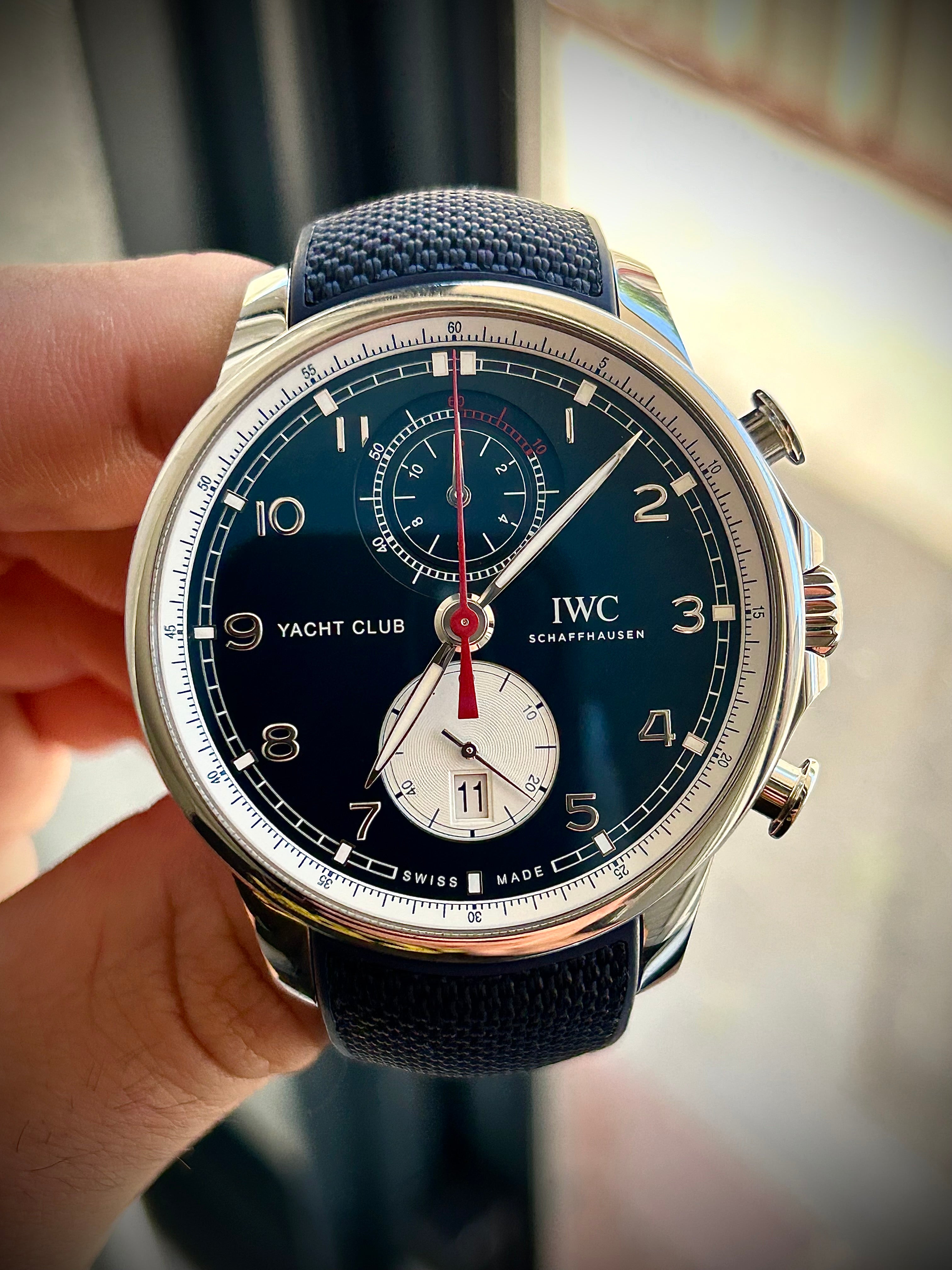 2022 IWC PORTUGIESER YACHT CLUB CHRONO, “ORLEBAR BROWN” IW390704, FULL SET, INC GST