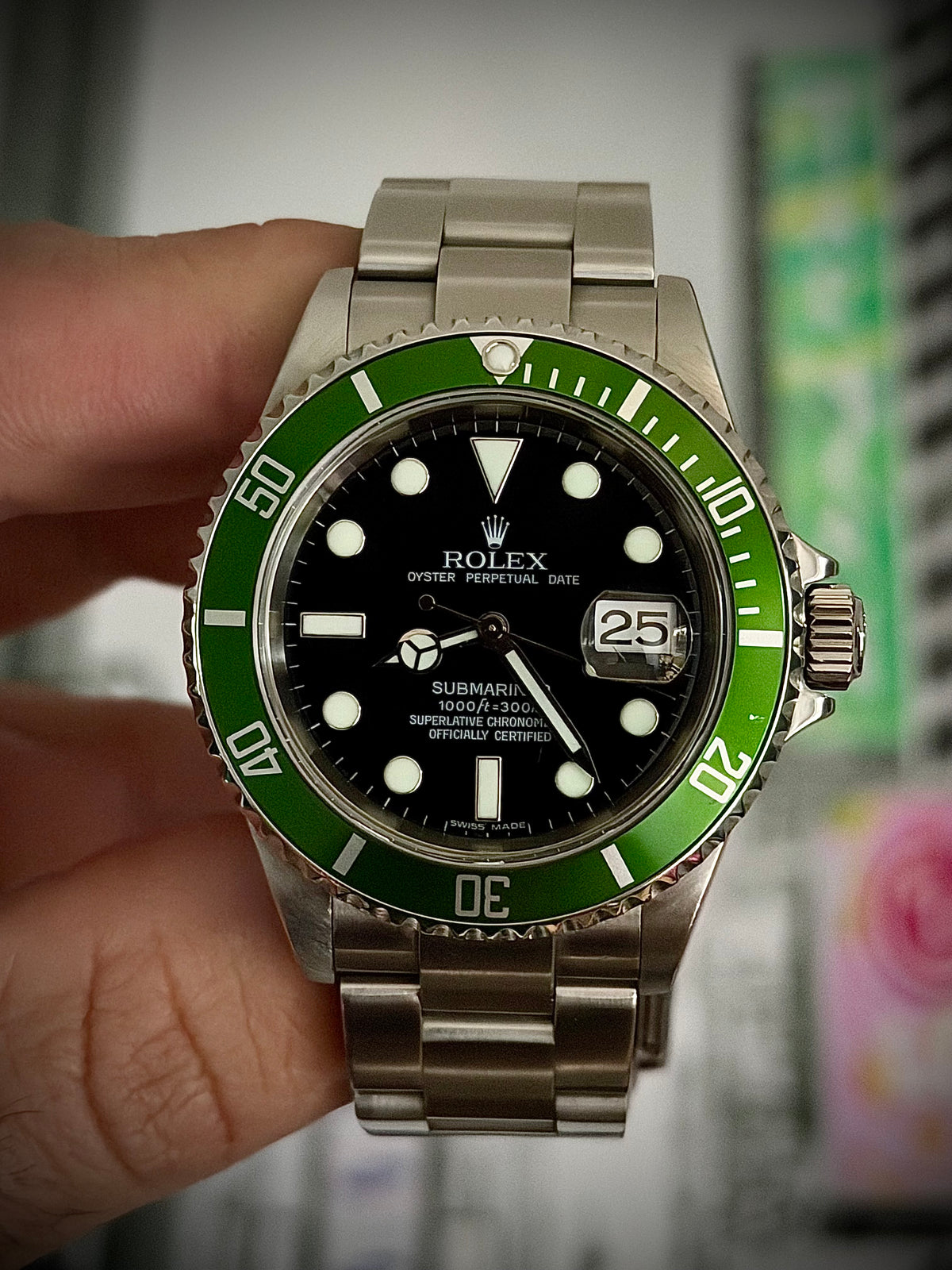 2006 ROLEX SUBMARINER DATE “KERMIT”, 16610LV, FULL SET, EXCELLENT CONDITION, INC GST
