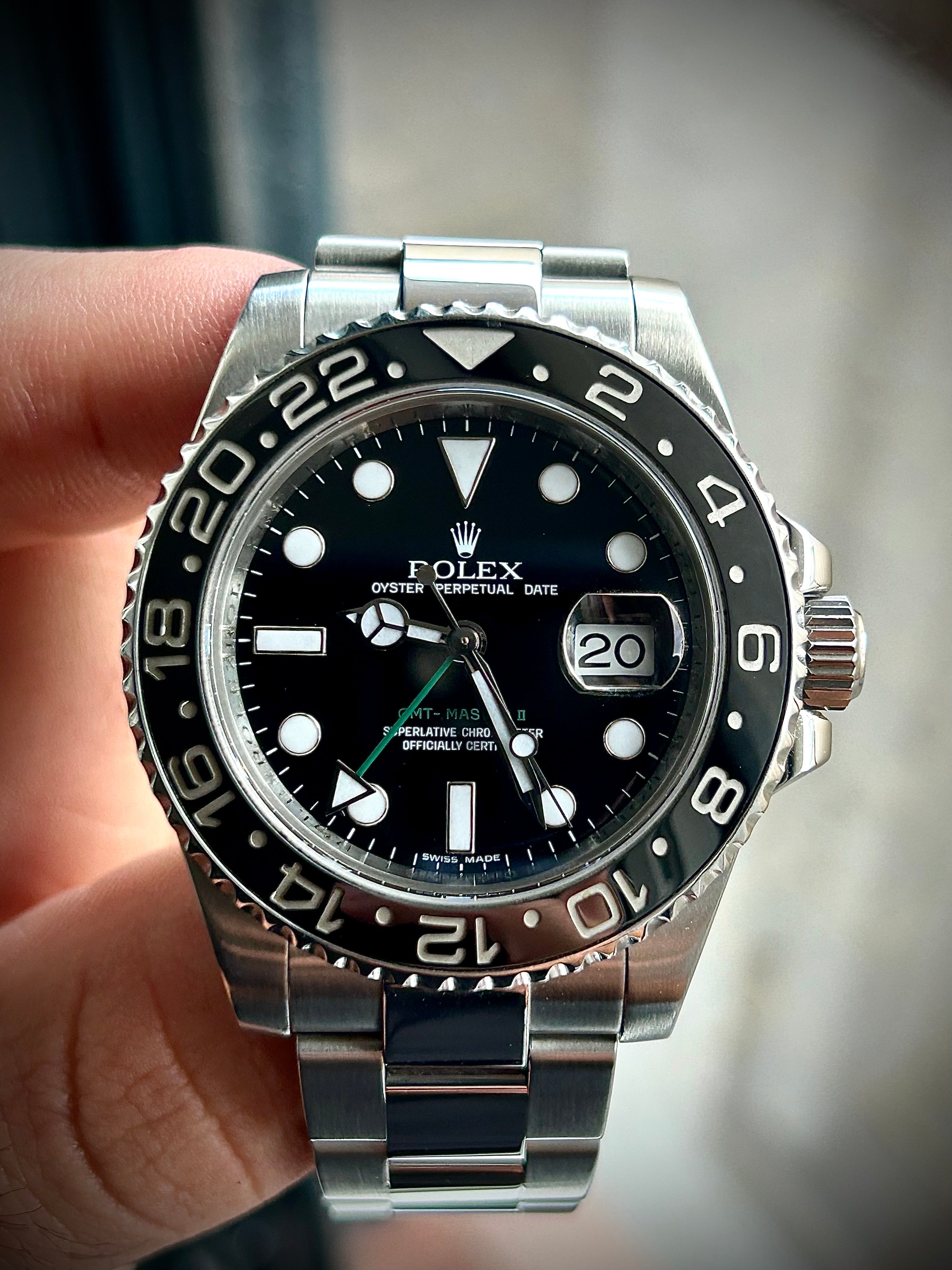 2007 ROLEX GMT MASTER II, 116710LN, FULL SET, INC GST