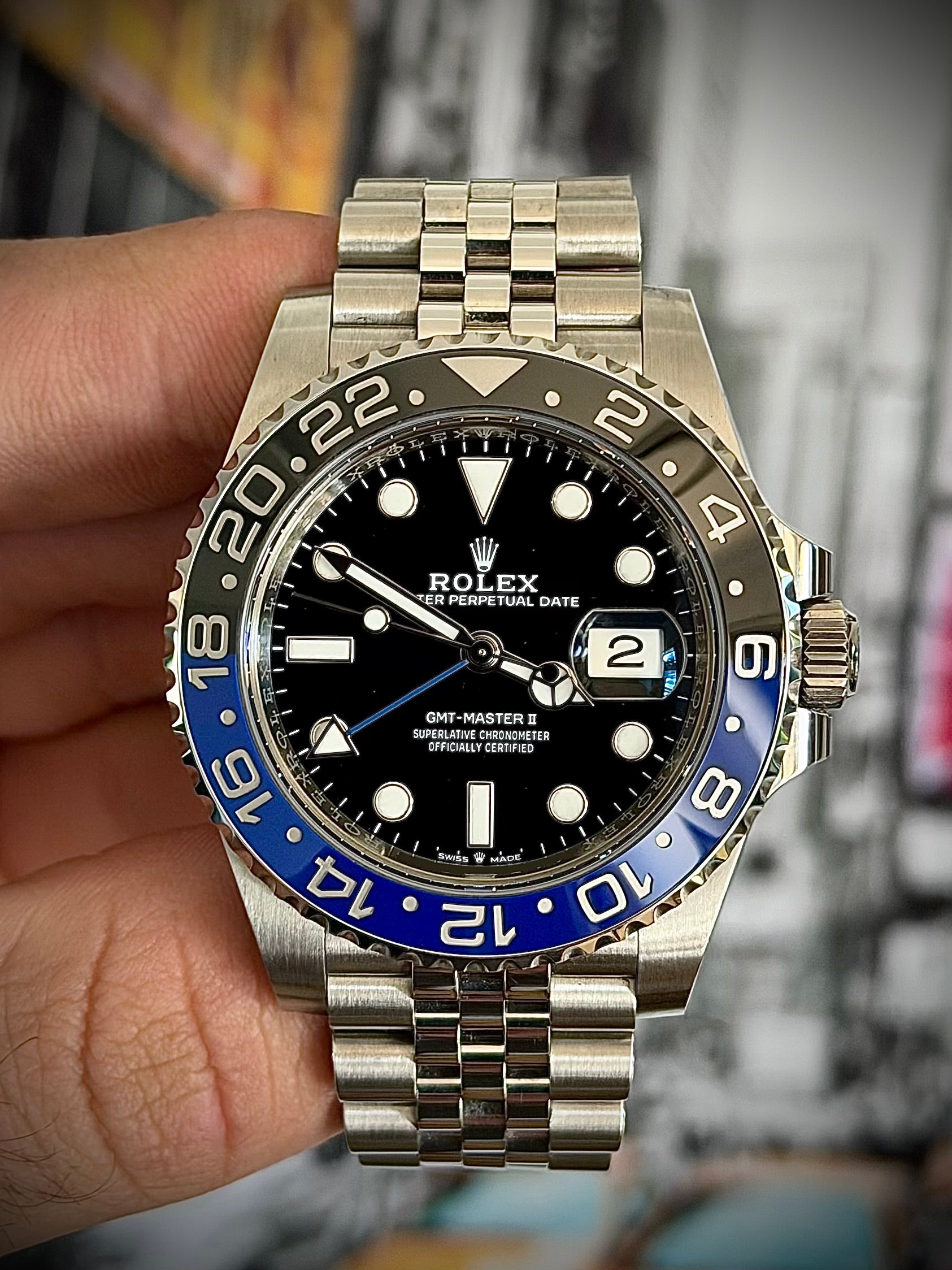 2024 ROLEX GMT MASTER II, BATGIRL, 126710BLNR, FULL SET, INC GST