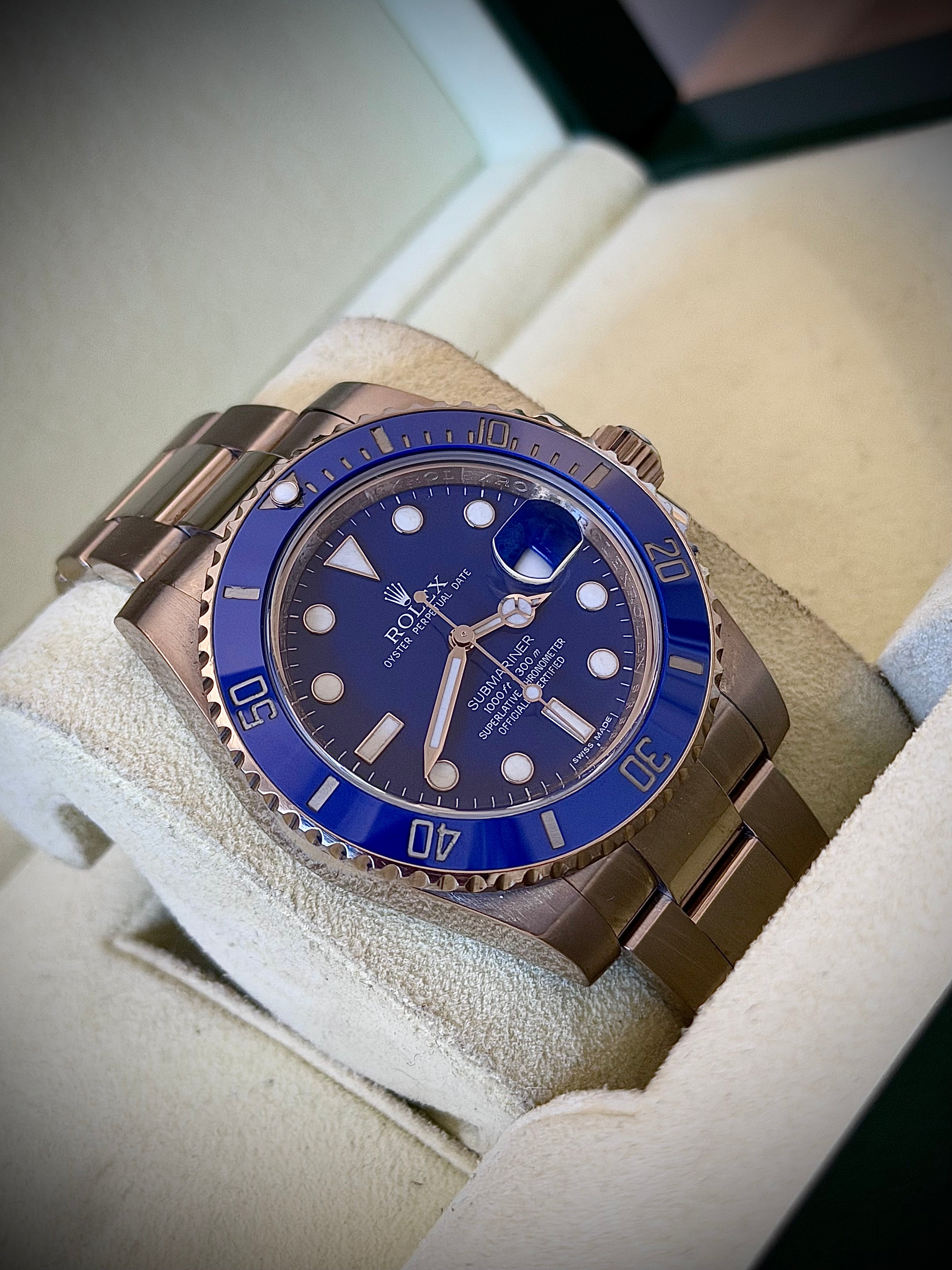 2017 ROLEX SUBMARINER DATE, 116619LB, SMURF, BOX AND PAPERS, INC GST