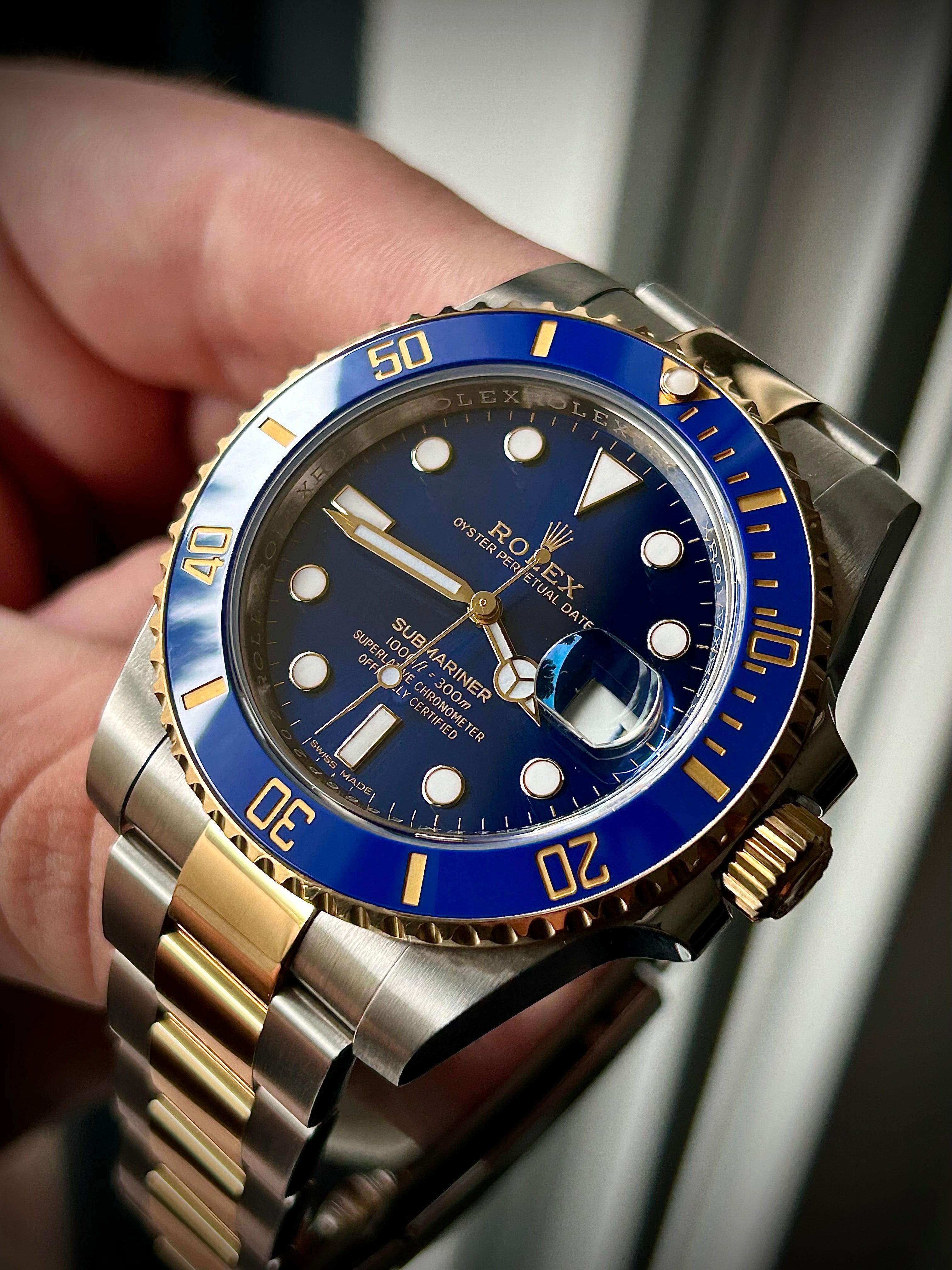 2019 ROLEX SUBMARINER BLUESY 116613LB, BOX AND PAPERS, INC GST