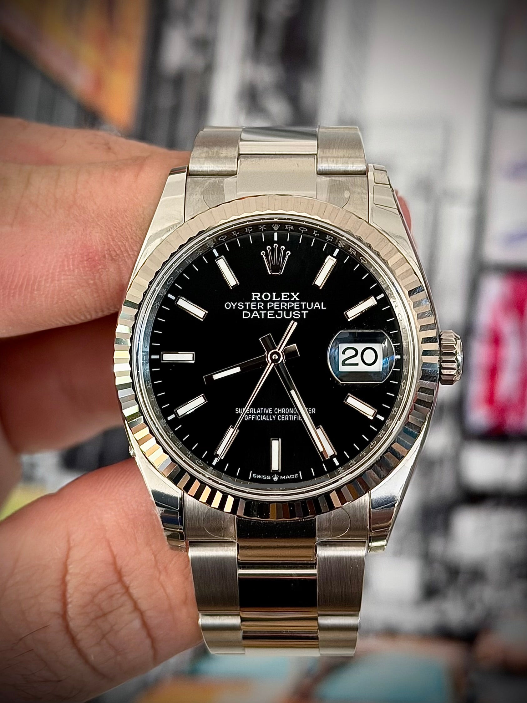 2025 ROLEX DATEJUST 36, 126234, BLACK DIAL, OYSTER BRACELET, BRAND NEW FULLY STICKERED, FULL SET, INC GST