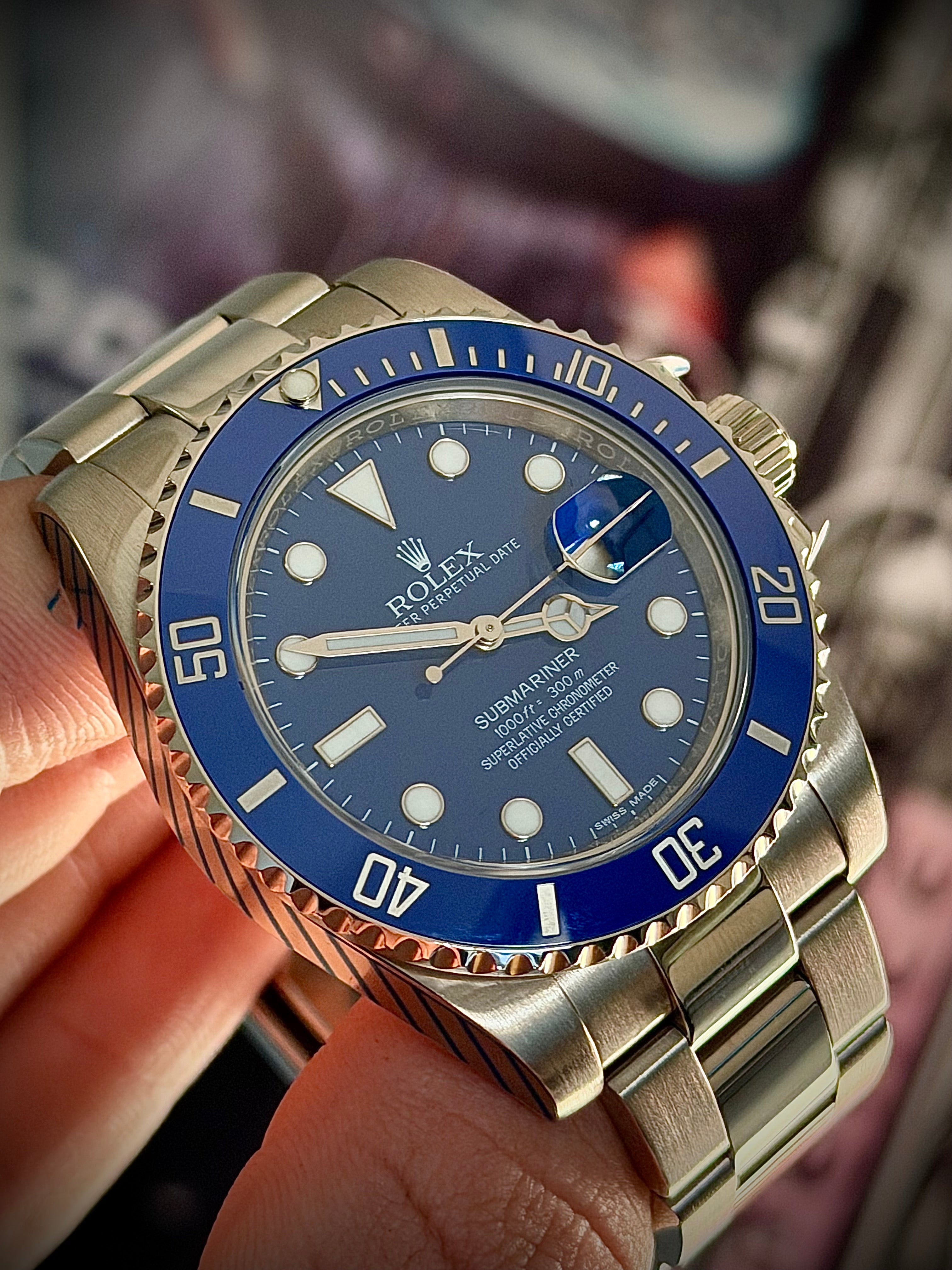 2015 ROLEX SUBMARINER DATE “SMURF”, 116619LB, BOX & PAPERS, RSC SERVICED, INC GST