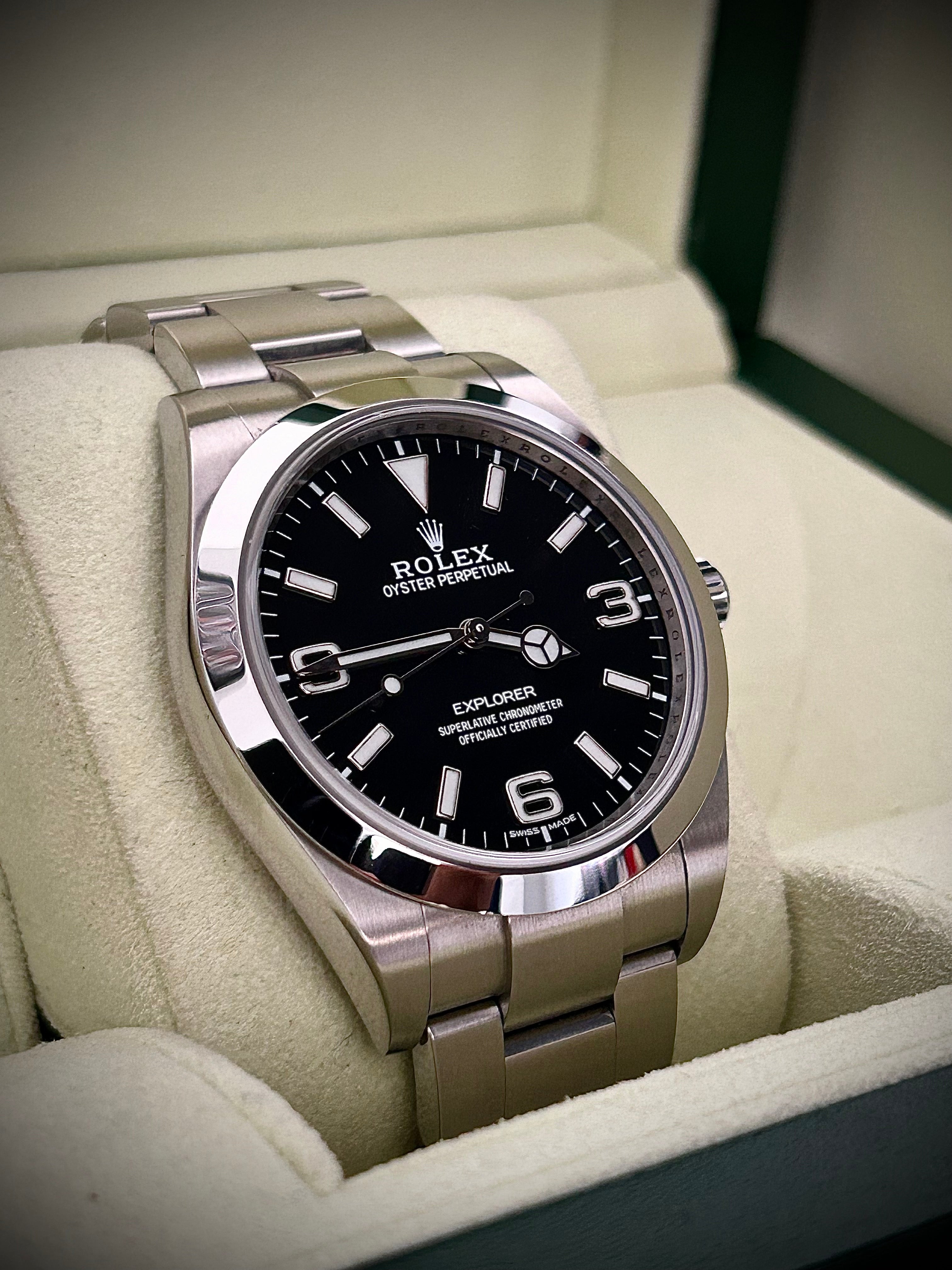 2013 ROLEX EXPLORER 39, 214270, WITH RSC, FULL SET, INC GST