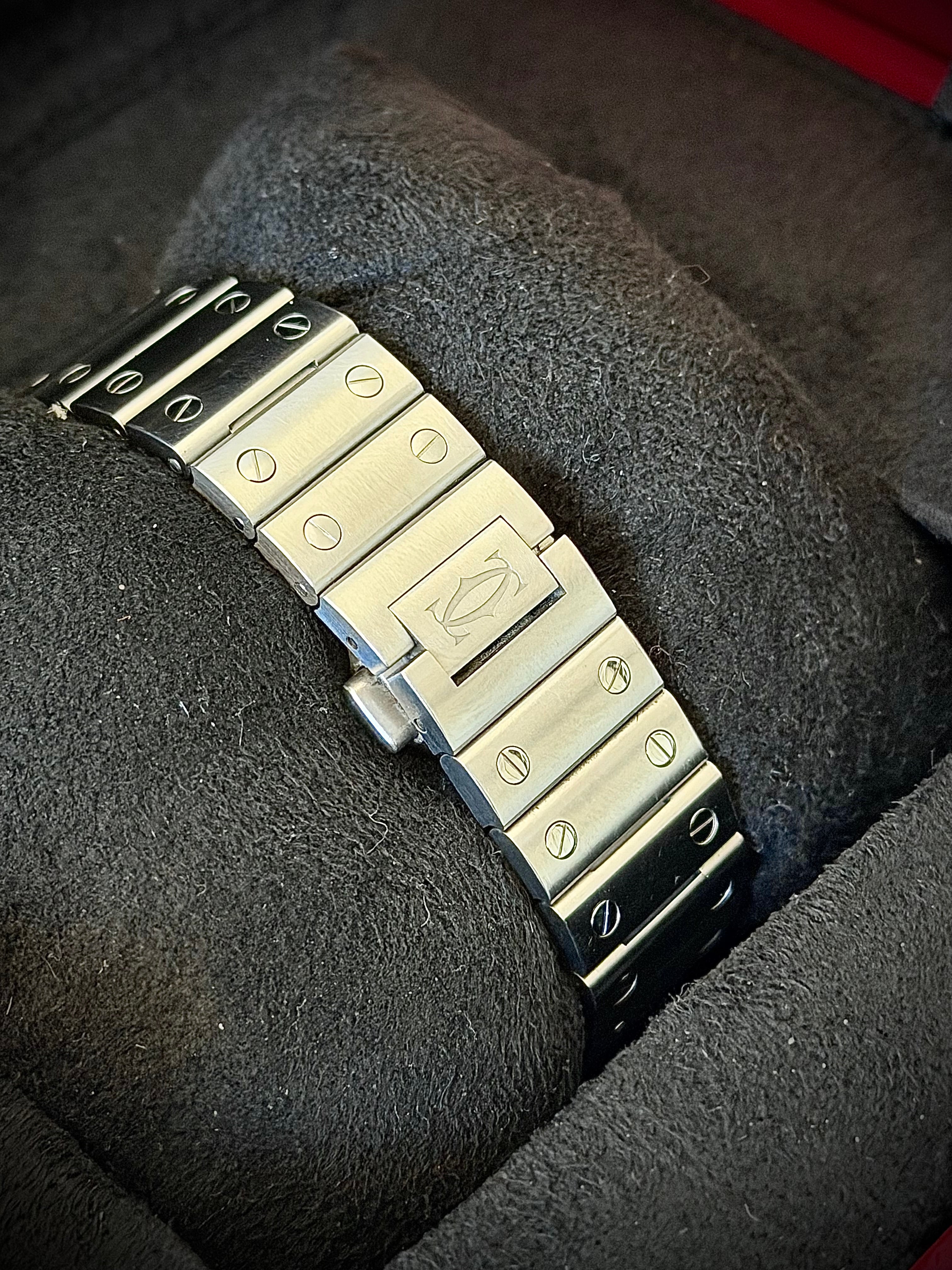 2024 CARTIER SANTOS DE CARTIER MEDIUM, BLUE DIAL, WSSA0063, FULL SET, INC GST