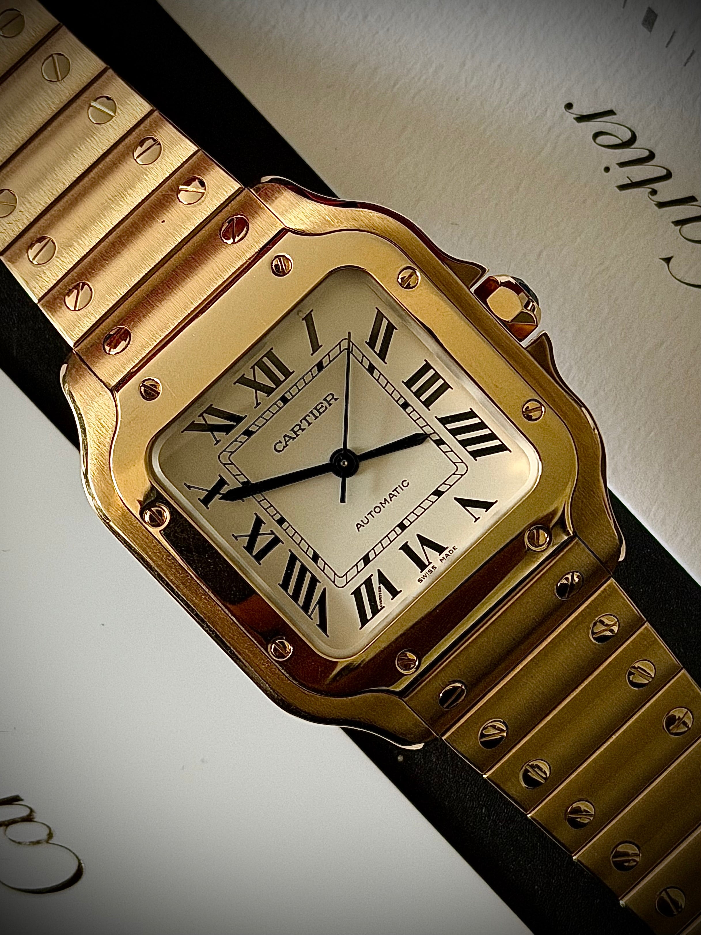 2025 CARTIER SANTOS DE CARTIER MEDIUM, WGSA0030, 18CT YELLOW GOLD, FULL SET, INC GST