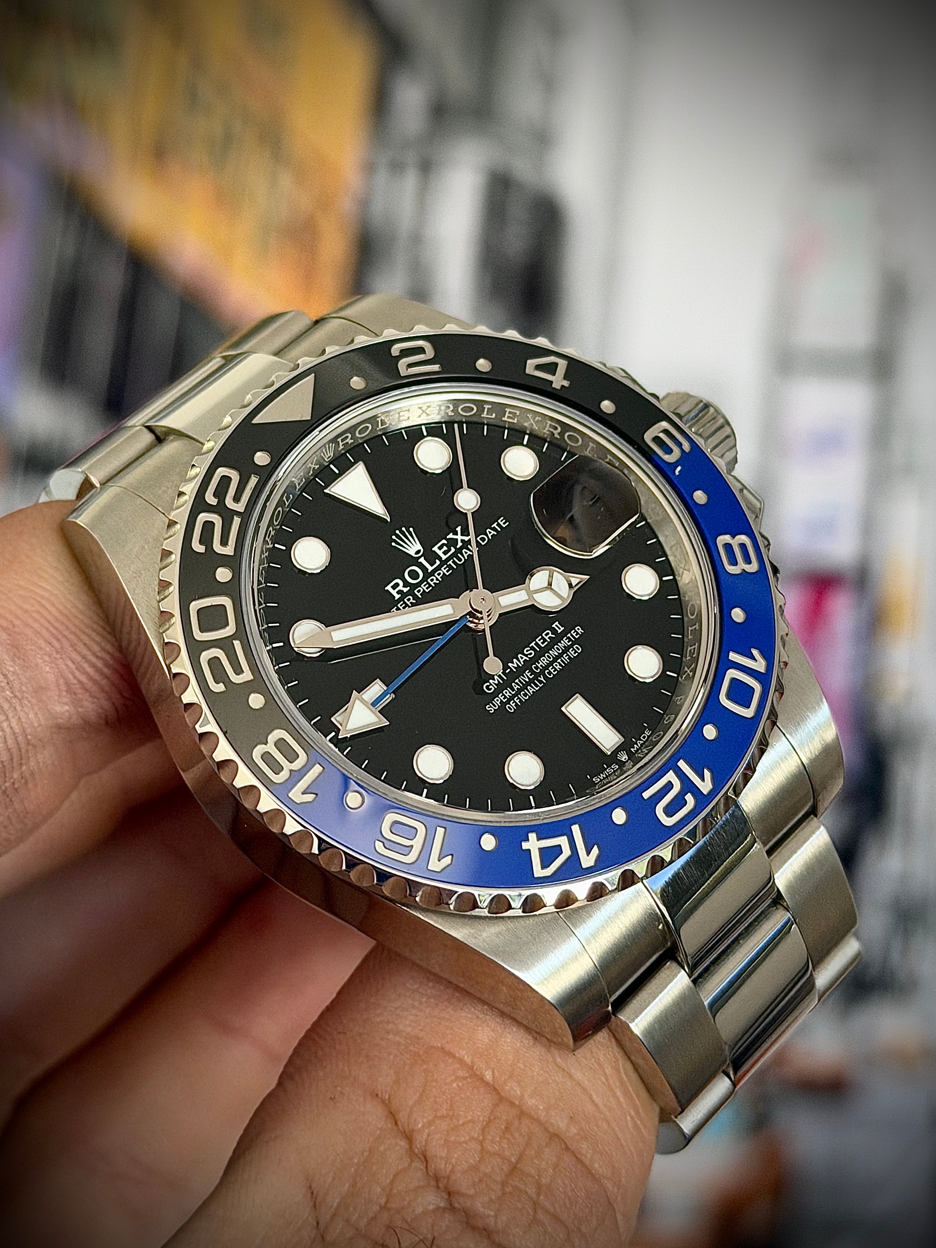 2022 ROLEX GMT MASTER II, BATMAN,, 126710BLNR, FULL SET, INC GST