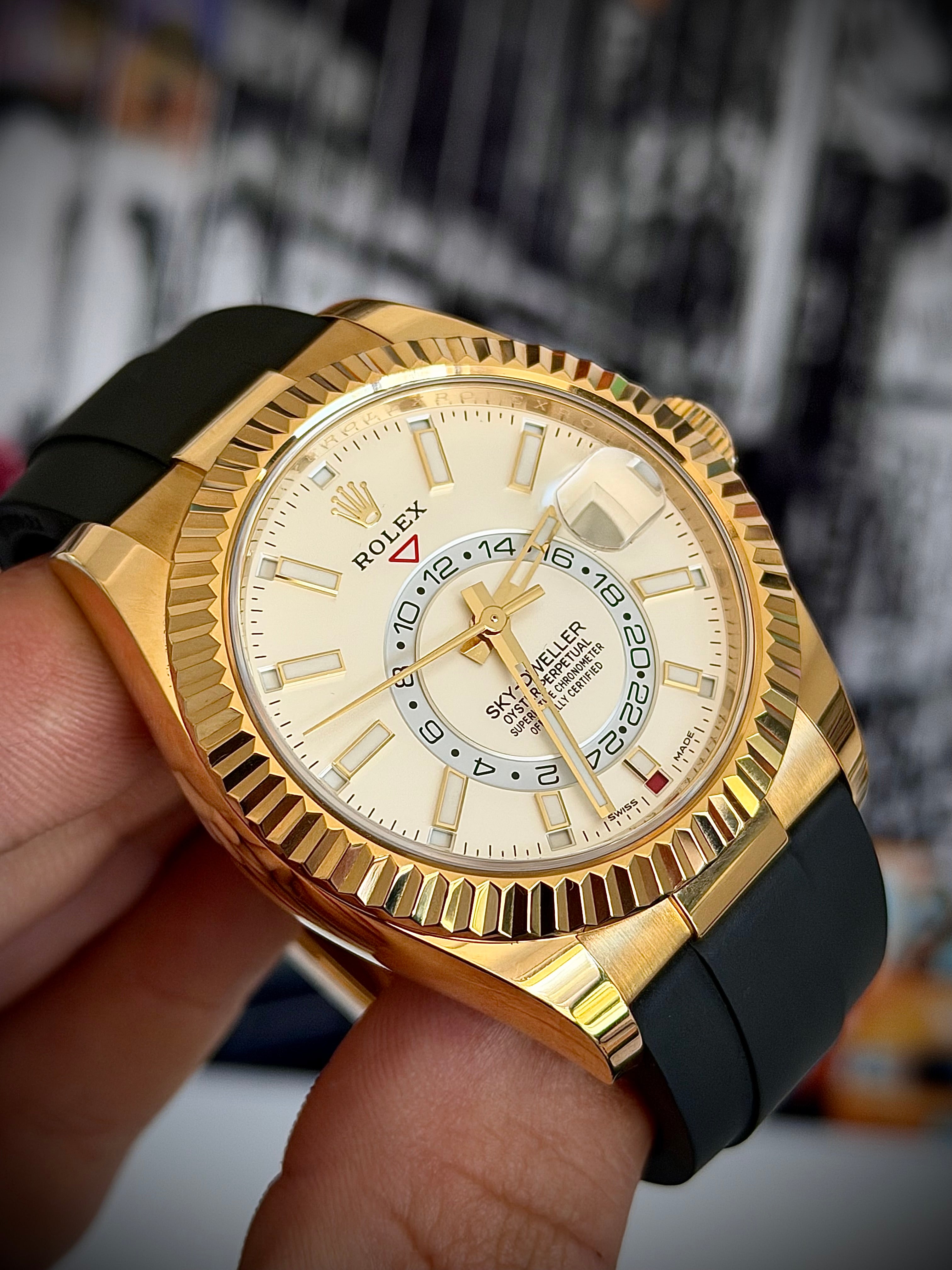 2022 ROLEX SKY-DWELLER, 326238, WHITE DIAL, OYSTERFLEX, FULL SET, INC GST