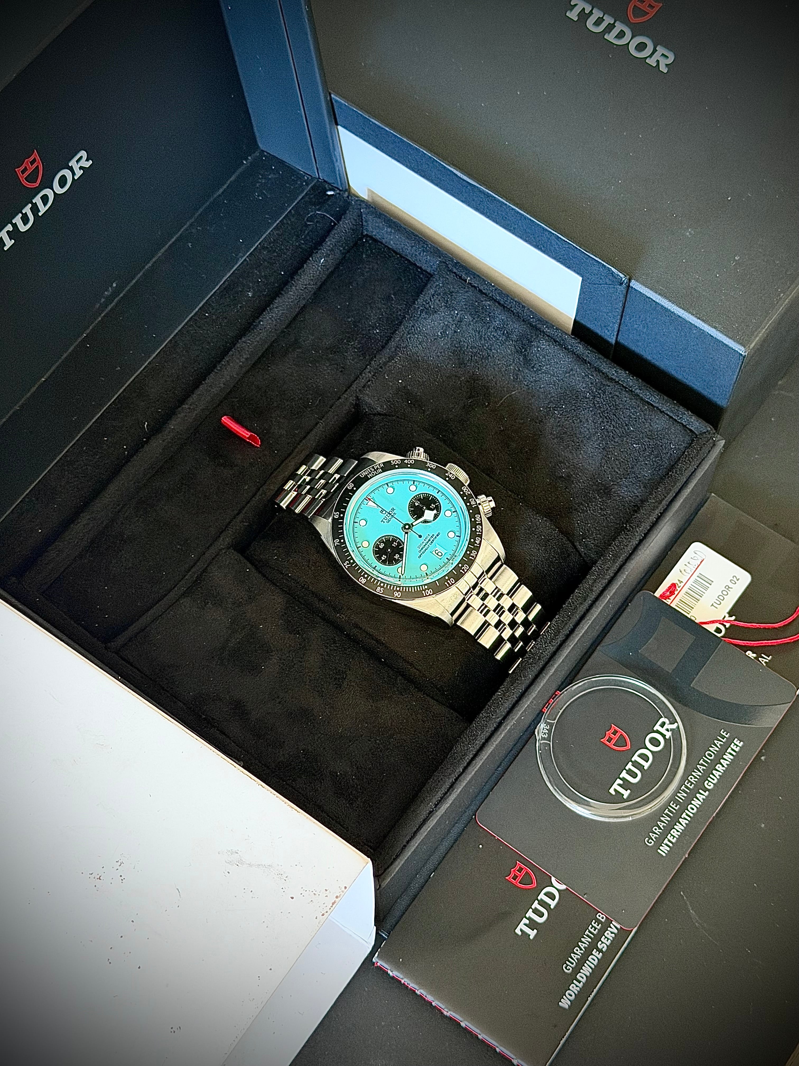 2026 TUDOR BLACK BAY CHRONOGRAPH “FLAMINGO BLUE”, FULL SET, INC GST