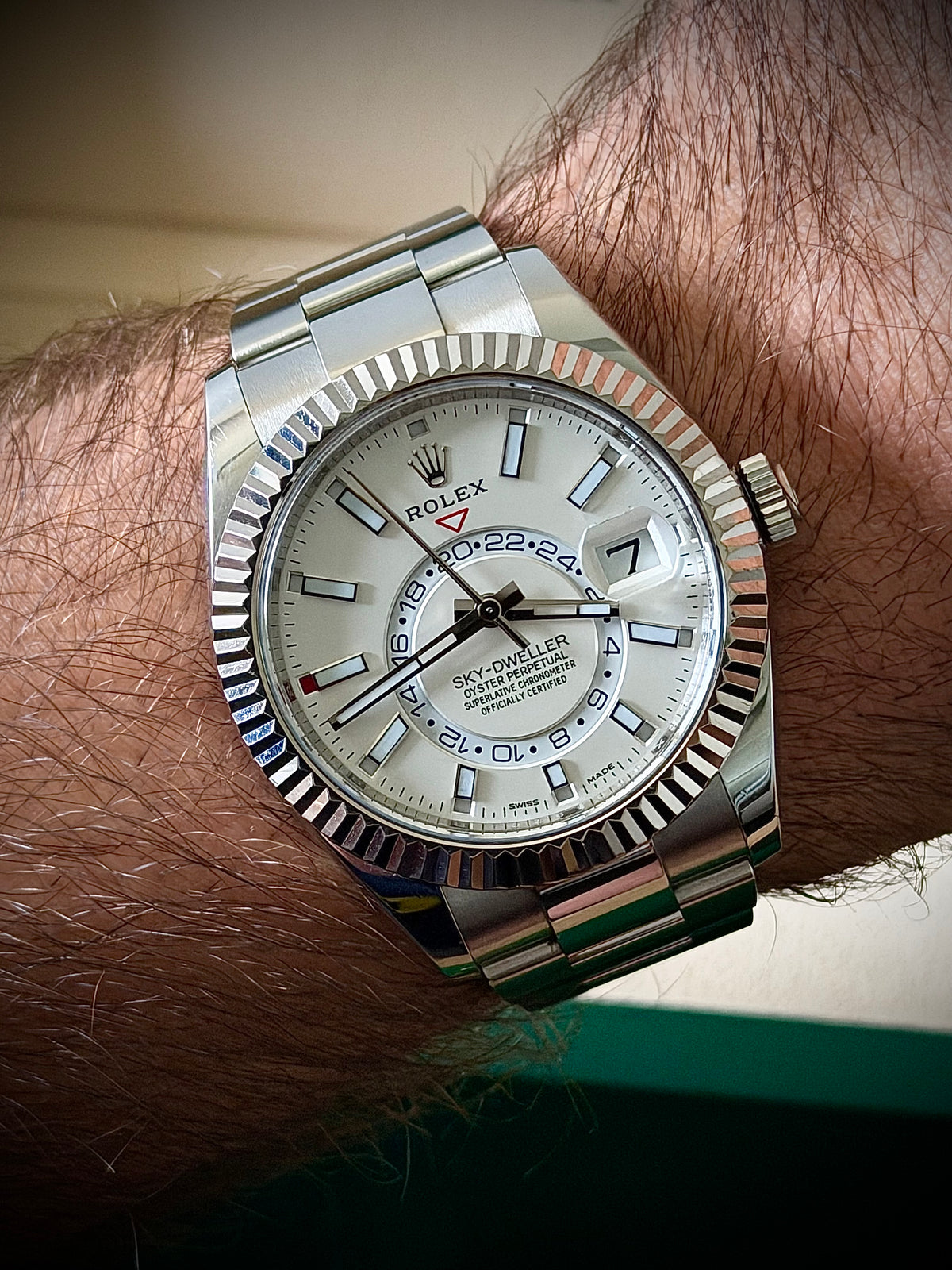 2021 ROLEX SKY-DWELLER, 326934, WHITE DIAL, OYSTER BRACELET, BOX AND PAPERS, INC GST