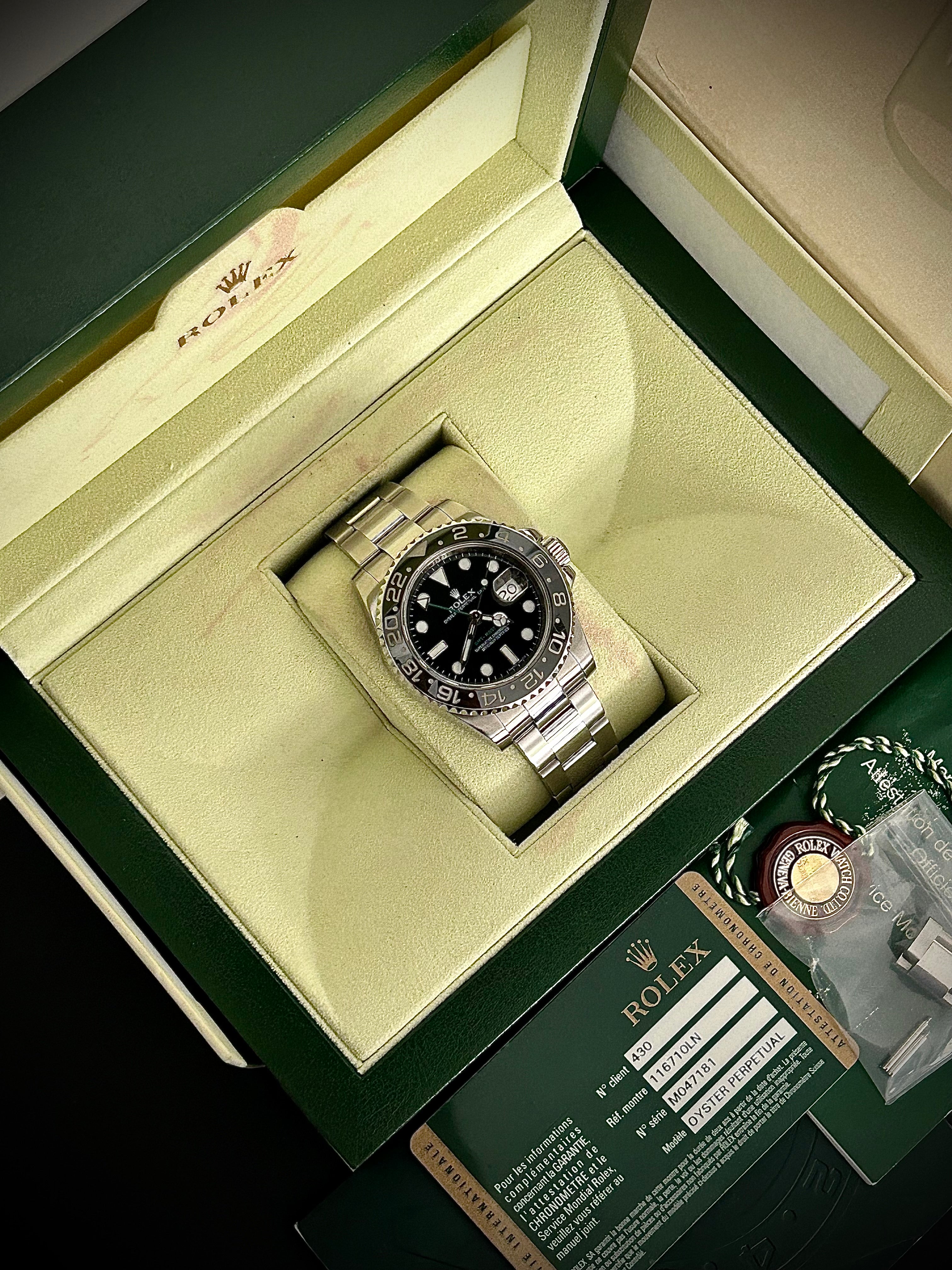 2007 ROLEX GMT MASTER II, 116710LN, FULL SET, INC GST